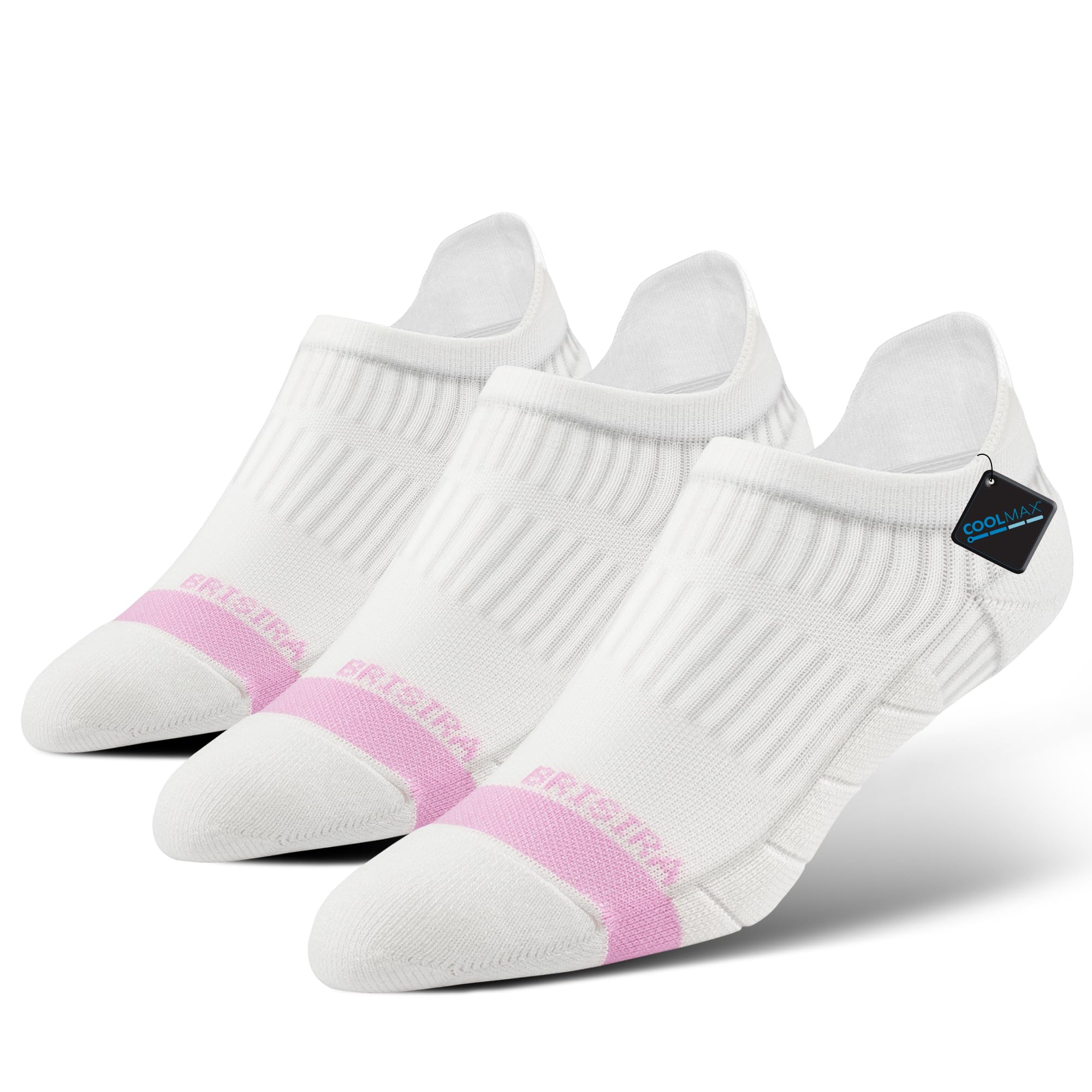 BRISIRA Coolmax Bamboo Viscose Women Compression Running Ankle Socks No Show Athletic Wicking Thick Cushioned Arch Support