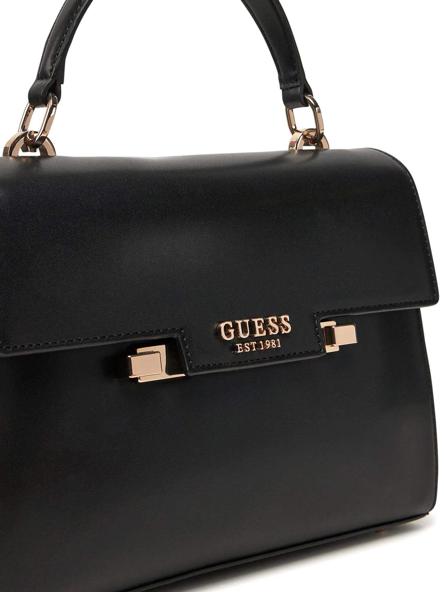 GUESS Eco Aldith Top Handle Flap Hand Bag damska torba, czarny, Mittelgroß