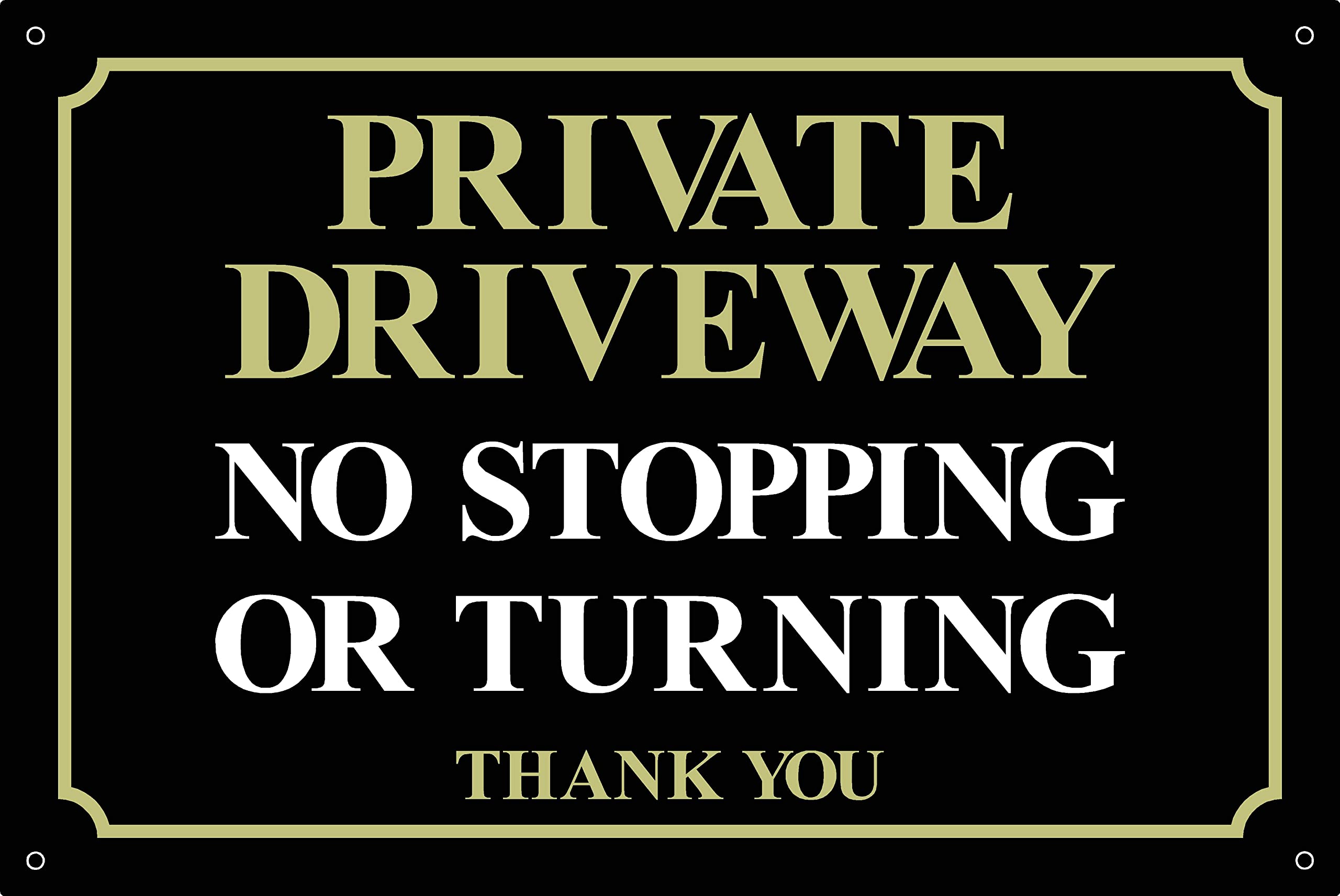 Private Driveway No Stopping or Turning Sign- 400mm x 300mm - 1.2mm Rigid Plastic Drilled Sign