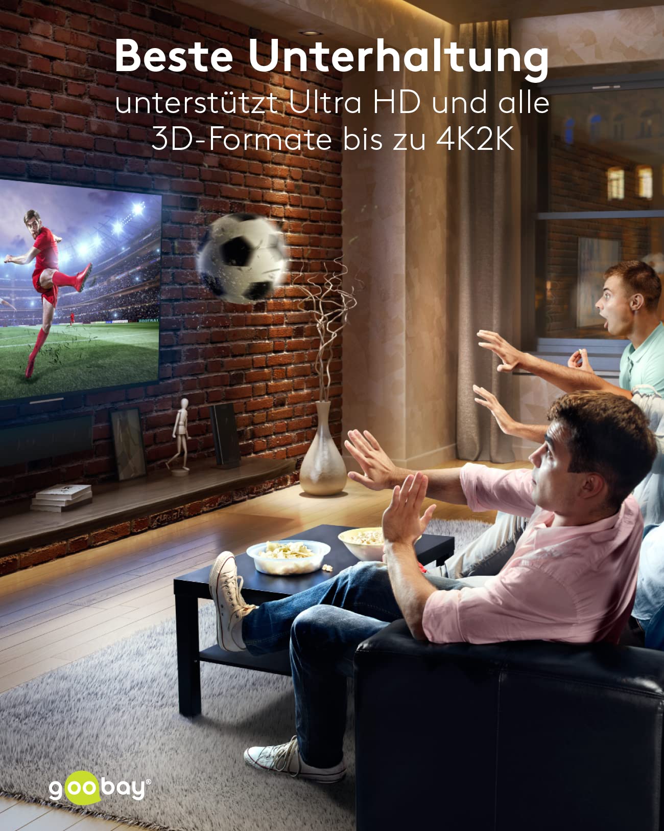 goobay 58479 Commutatore a matrice HDMI 4 a 2 / Splitter a matrice 4k @ 60Hz / Con telecomando per lettore Blu ray, Xbox, PS5 e TV/Commutatore 4 IN 2 Out