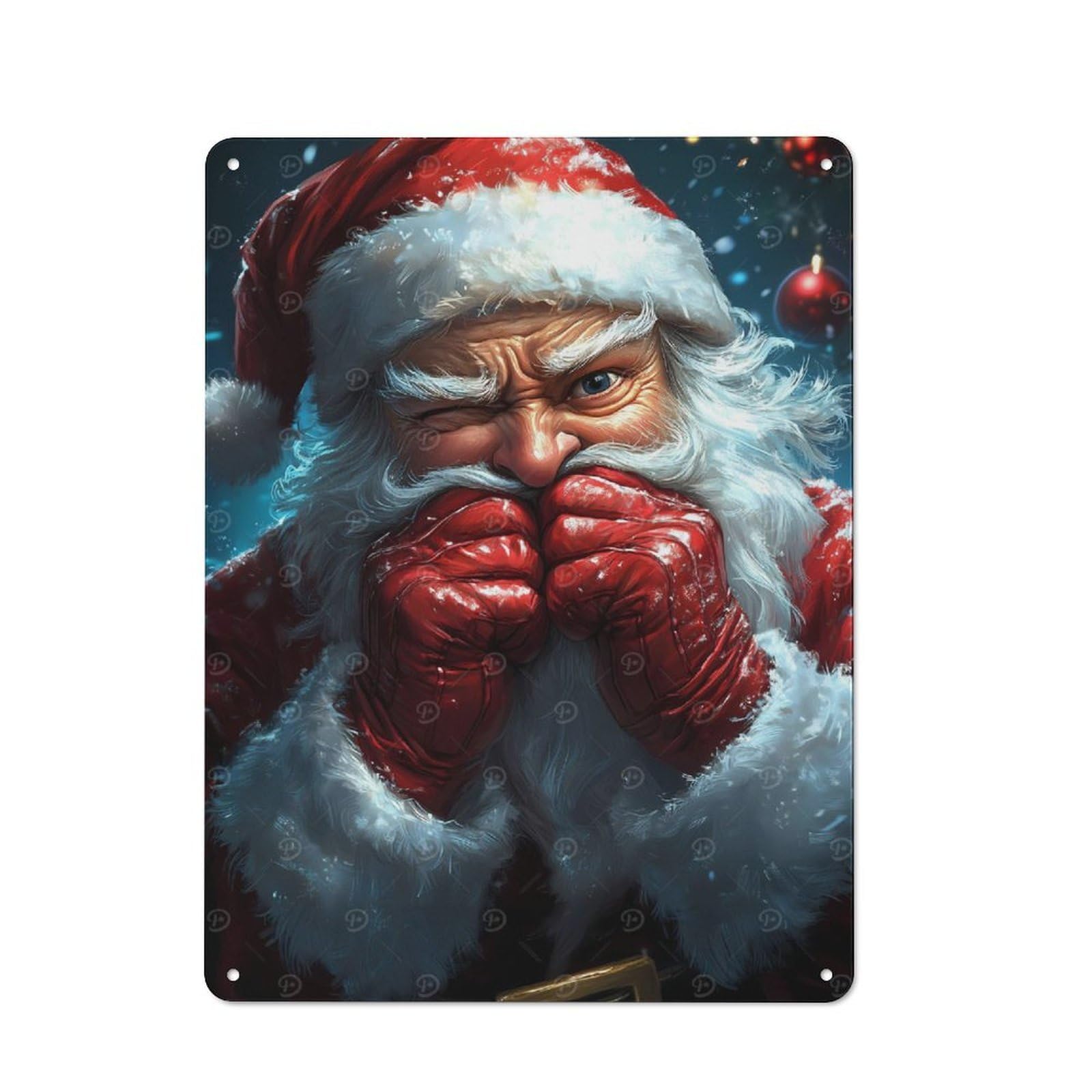 Junmoney Winking Santa Claus Christmas For Dining Room Or Kitchen, Vintage Metal Sign 40X30cm, Gift For Dining Room Decor Fans During The Christmas Season