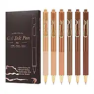 Gel Pens,6 Pcs Quick Drying Black Ink Medium Point 0.7mm Pens,Smooth Writing Pens with Silicone Sheath,Silent Click Pen Set for Journaling Note Taking (style_2)
