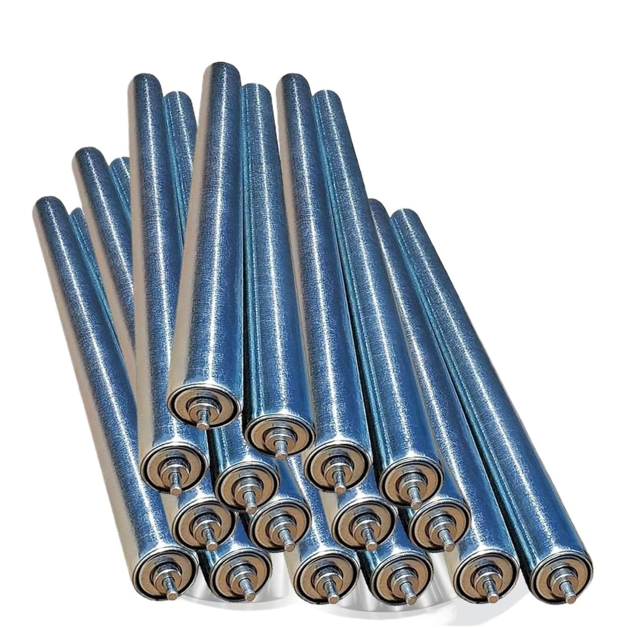 Metalowe rolki przemysłowe, rolki przenośnikowe ze stali nierdzewnej, srebrne, wiele rozmiarów, 16 sztuk do obróbki drewna (16 szt. D-2"/50 mm, L-35,4"/900 MM)