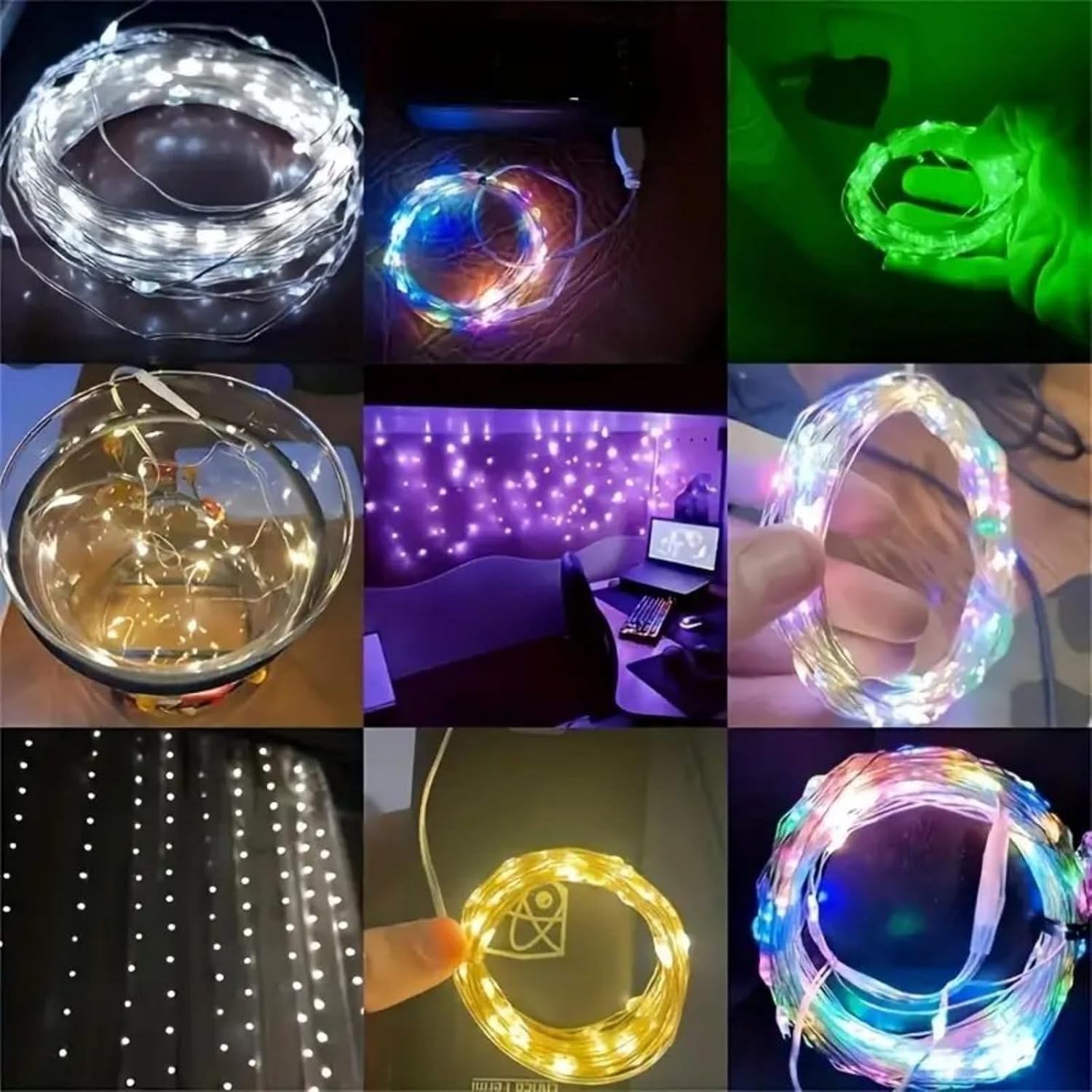 Cordão de luzes brancas 500 LEDs de 500 cm operado por bateria, acabamento de metal multicolorido para decoração de casamento de quarto Cordão de luzes brancas 500 LEDs de 500 cm operado por bateria, acabamento de metal multicolorido para decoração de casamento de quarto