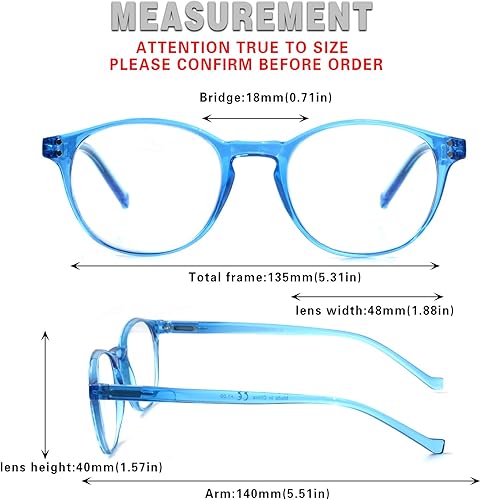 Miniatura 2 de VIDEBLA Paquete de 5 lentes de lectura con bloqueo de luz azul, lectores de computadora redondos de moda para mujeres y hombres, lente transparente