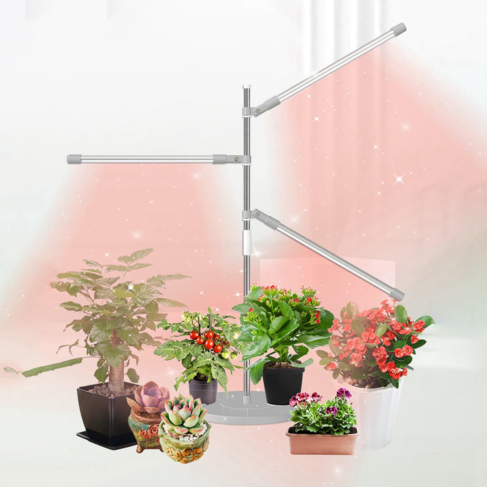 2X Lampada da Coltivazione Un LED Un Spettro Completo Lampada da Coltivazione Dimmerabile Regolabile nel Altezza con Timer per Piante da Interno