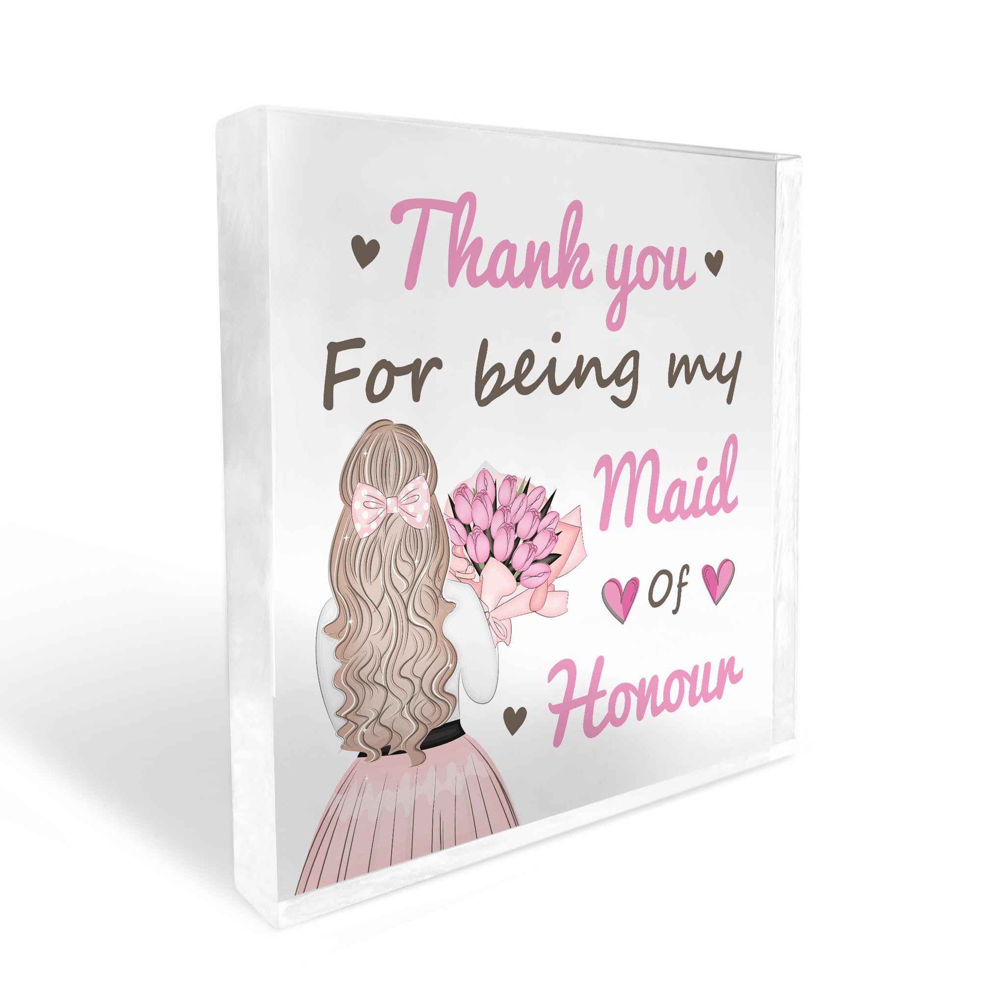 Red Ocean Thank You For Being My Maid Of Honour Gift Acrylic Block Wedding Day Gifts Maid Of Honour Gifts For Friend Sister Her - Image 2