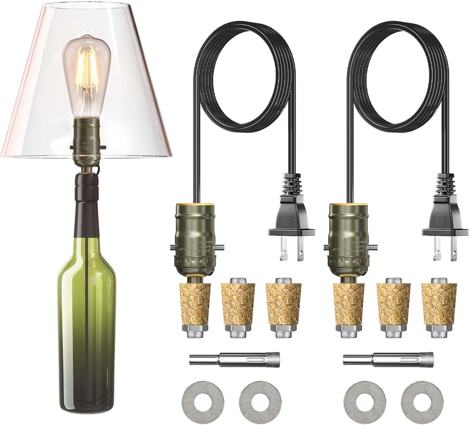 DoRight Bottle Lamp Kit DIY Lamp Kit for Liquor Bottles, Works with Wine Bottle or