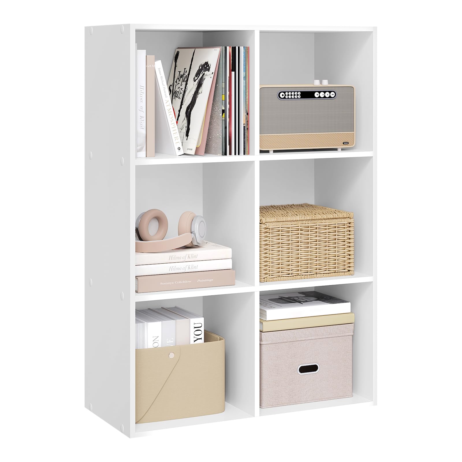 WOLTU Bookcase, White Book Shelf 6 Storage Cubes Unit, Freestanding Bookcases for Living Room,Bedroom