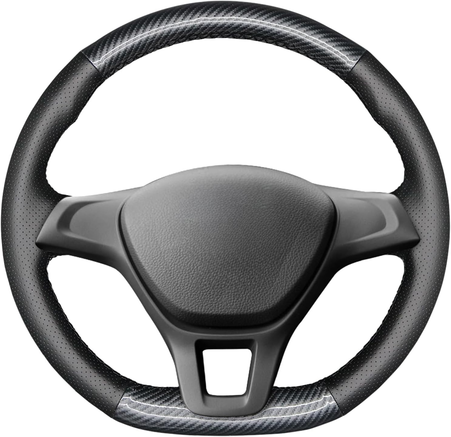 MEWANT Customized Hand-Stitch Sewing DIY PU Carbon Fiber and Black Artificial Leather Car Steering Wheel Cover for Volkswagen VW Golf 7 (VII) 2015-2020