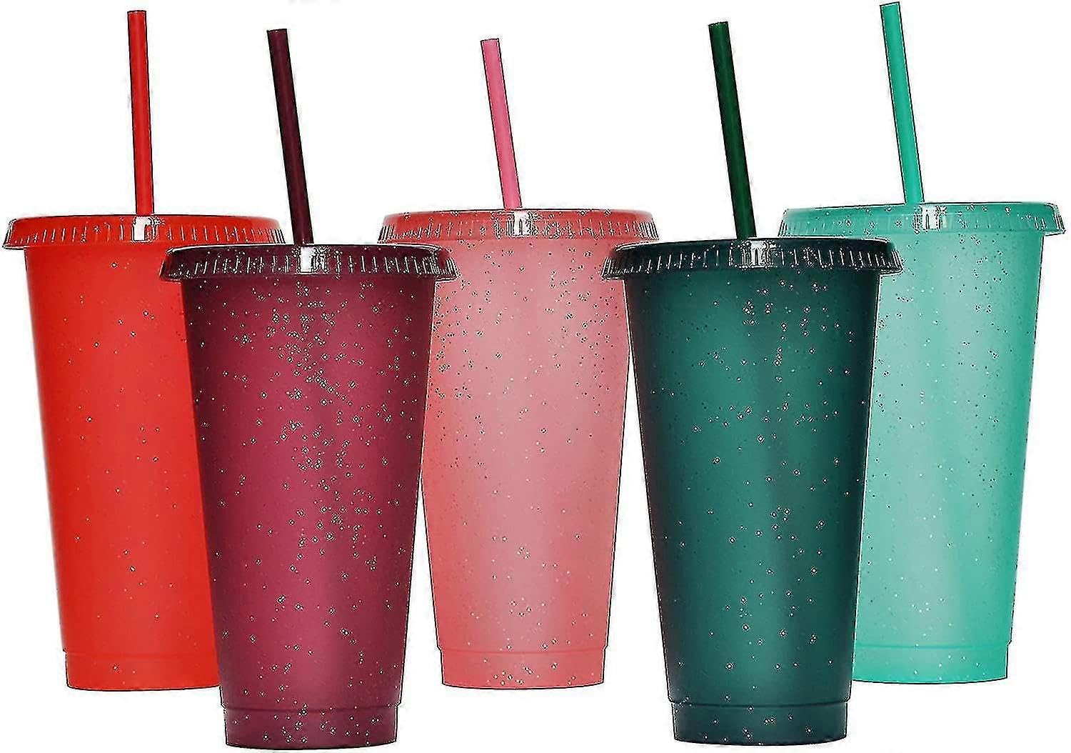 JOYHAPPST With Straw And Lid, Bottle Iced Travel Mug,reusable S, For Ps,s,24oz-5 Pack