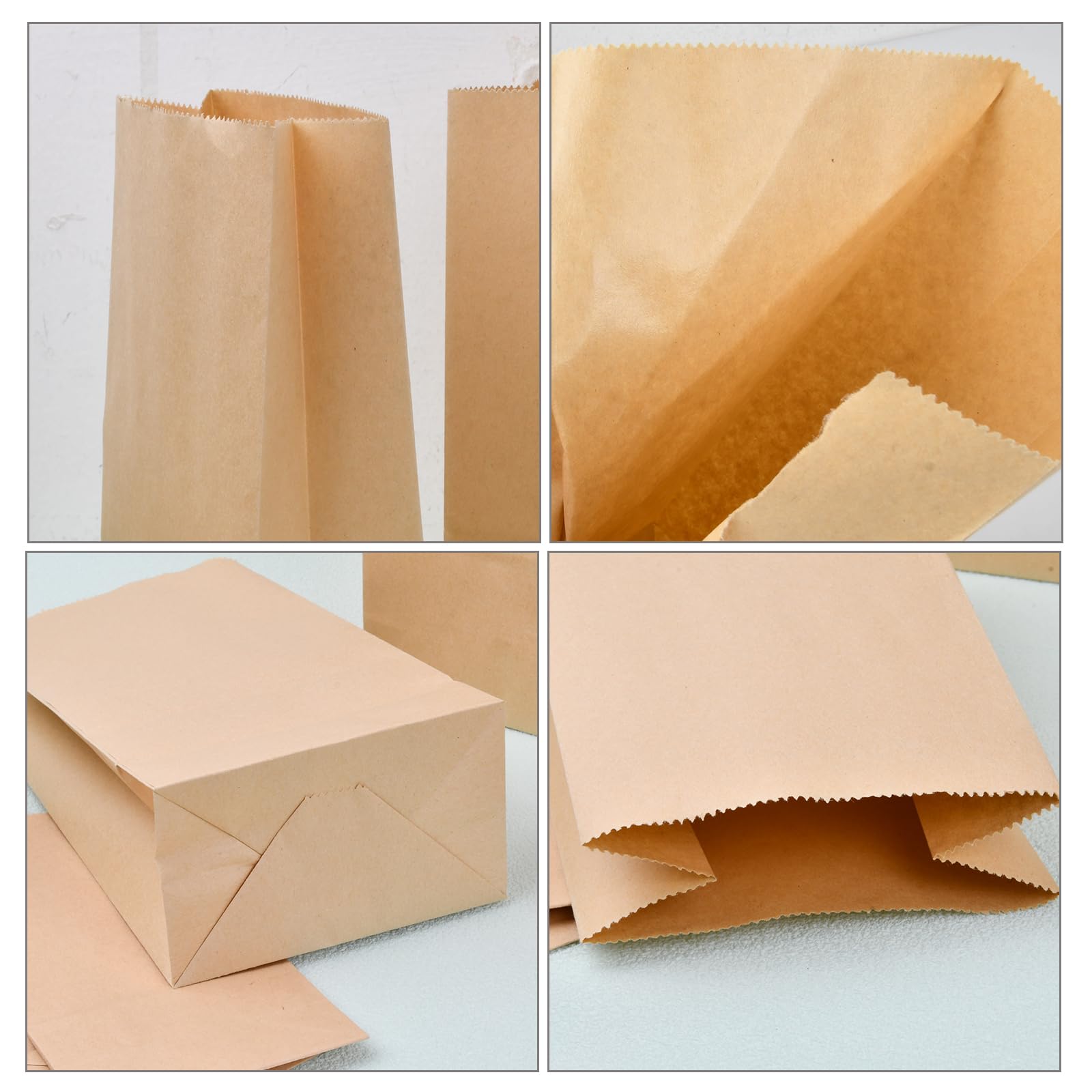 50 Sacchetti Di Carta Kraft Marrone 20x12.5x30 Cm - Resistenti All'Olio E Allo Strappo - Fondo Piatto - Per Alimenti, Pane, Pasticceria, Regali - Ecologici