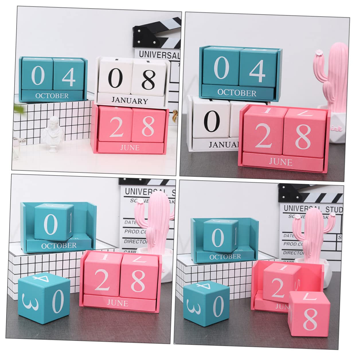 STOBOK 2stücke Kalender Tischkalender Für Büro Und Zuhause Dekorative Tischdeko Im Rustikalen Stil Immerwährender Blockkalender Seitigen Monatsbuchstaben Für Schreibtisch Und