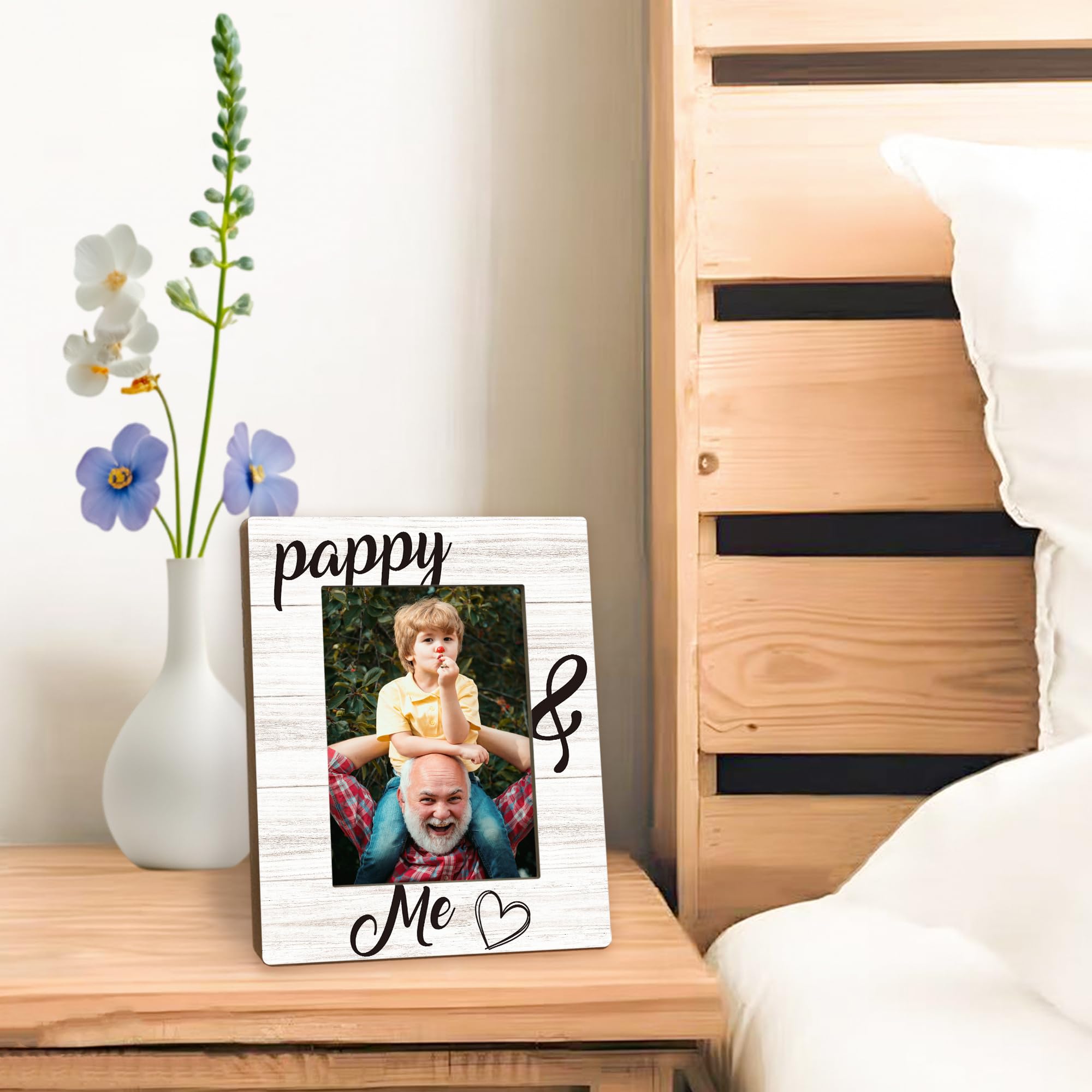 Pappy Gifts Picture Frame 5x7, Pappys Photo Frame, Christmas Fathers Day Birthday Gifts for Pappys from Grandkids Grandchildren, Pappy and Me Wooden Picture Photo Frames for Desk Room Decor
