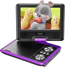 YOTON ポータブルDVDプレーヤー、7.5インチ回転ディスプレイ搭載、車載・子供向け、バッテリー内蔵で4〜6時間の連続使用が可能、ヘッドフォン端子、AV-IN/AV-OUT/USB/SDカード対応【パープル】