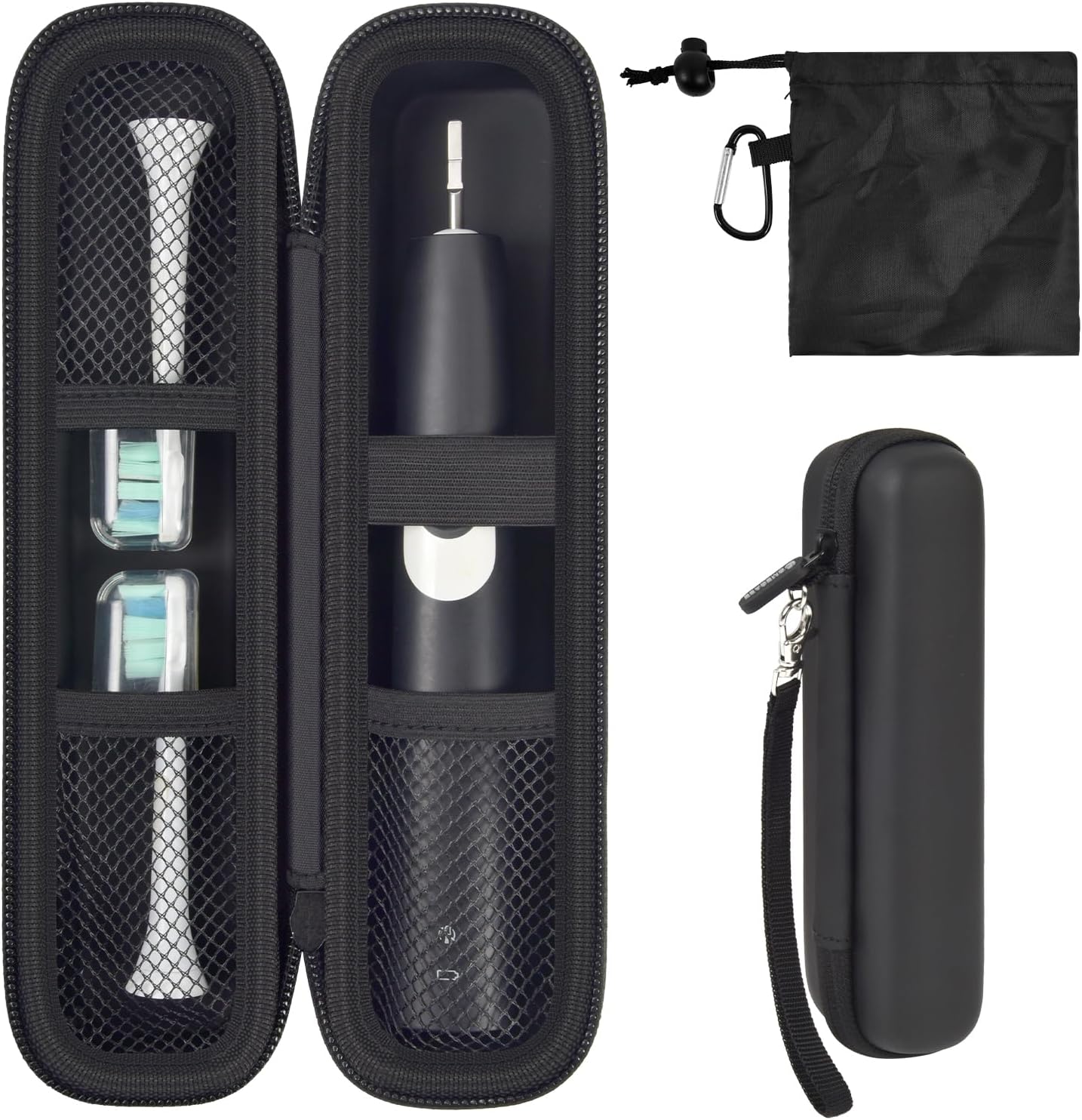 Toothbrush Travel Hard Case Compatible with Oral-B Pro 1000, 2000, 3000, 3500, 1500/ for Philips Sonicare ProtectiveClean 4100 5100 Electric Toothbrush with Mesh Pocket&Carabiner