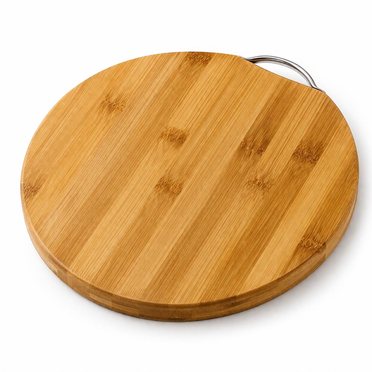 Round Bamboo Cutting & Chopping Board with Handle, Durable Eco‑Friendly Wooden Prep Board for Fruits, Veg, Cheese, Meat & Pizza .Non‑Slip, Easy Clean Kitchen Serving & Cheeseboard