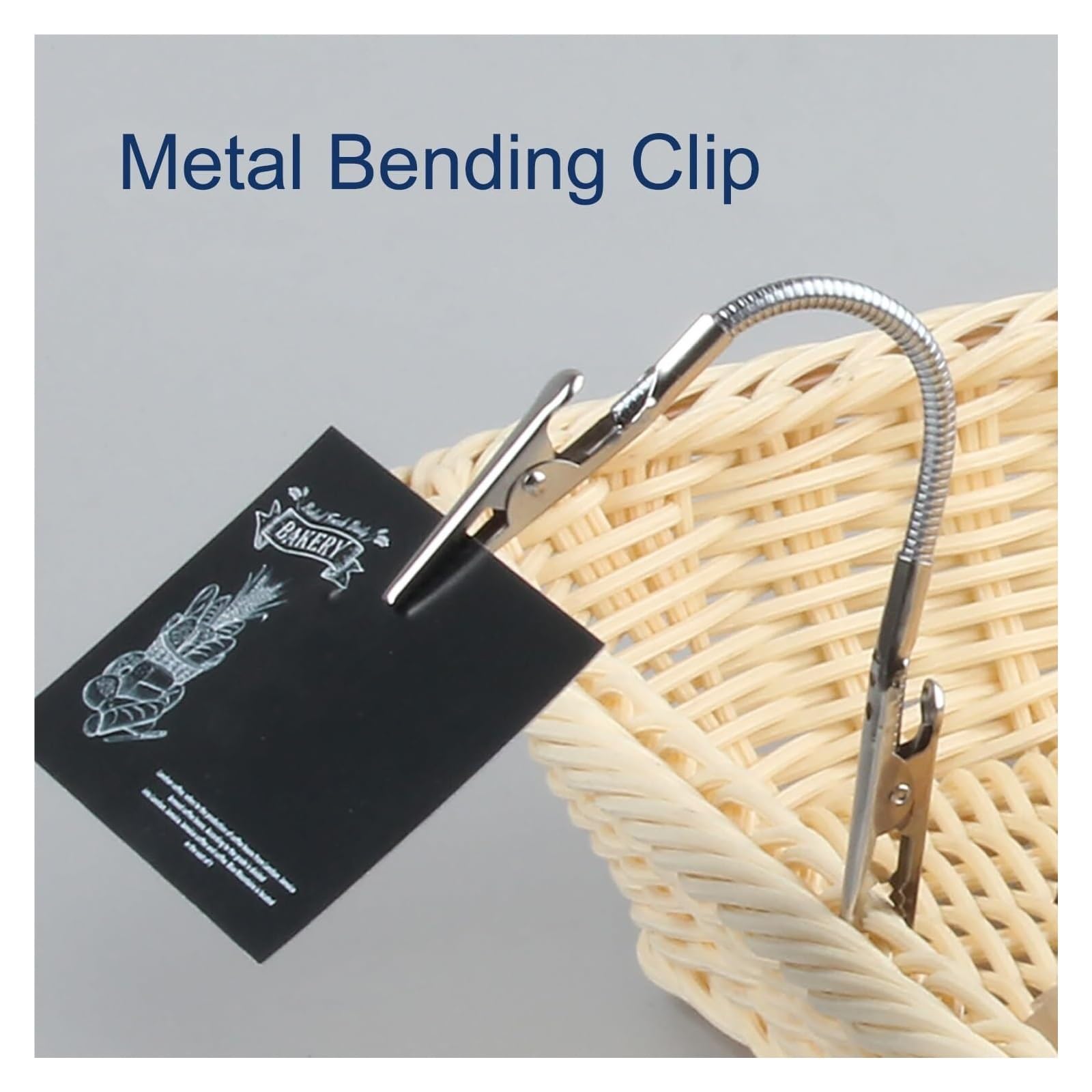Schilderclip, Verstellbarer Schilderhalter, Schilderhalter-Clip, Metall, flach, drehbar, Preisschilder-Clip, Metall, flach, Doppel-Display-Clips for Einzelhandelskarten(Length 120mm)