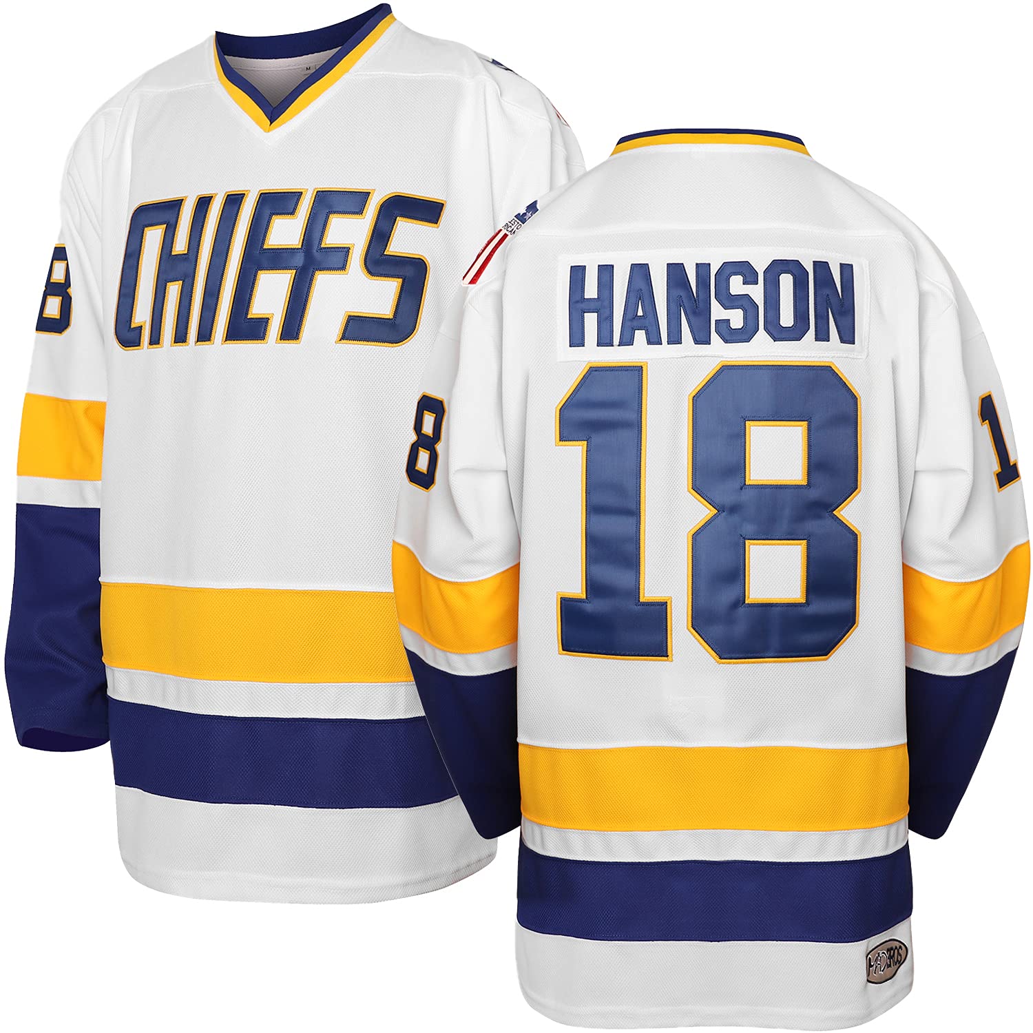 Phoneutrix Hanson Brothers Charlestown Chiefs 16 Jack 17 Steve 18 Jeff Slap Shot Movie Hockey Jersey Blue