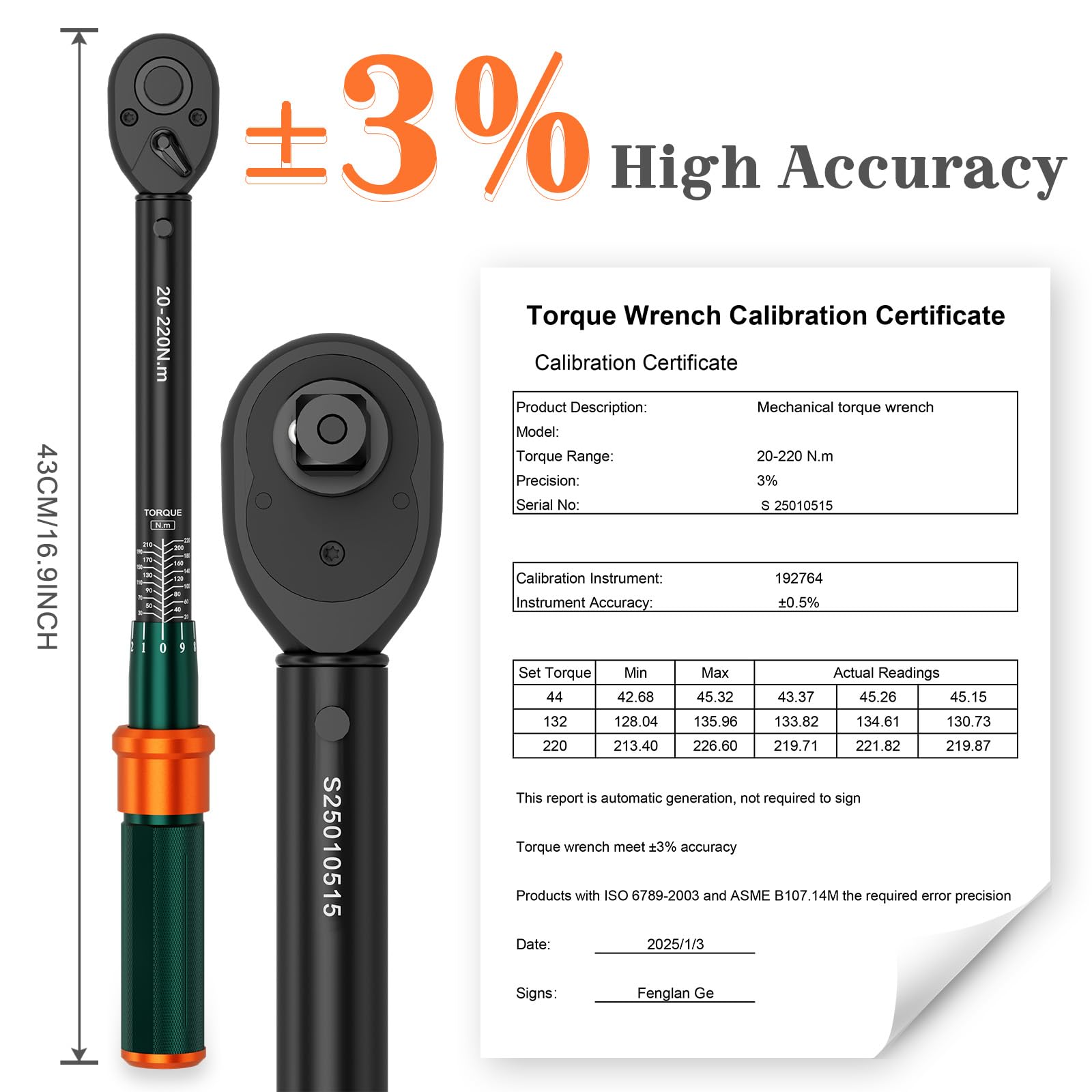 Chiave Dinamometrica 1/2, 20-220Nm, 72 Denti Cricchetto Reversibile Chiave Dinamometrica Auto, Precisione ± 3%, per Riparazione e Manutenzione di Moto, Auto, Camion