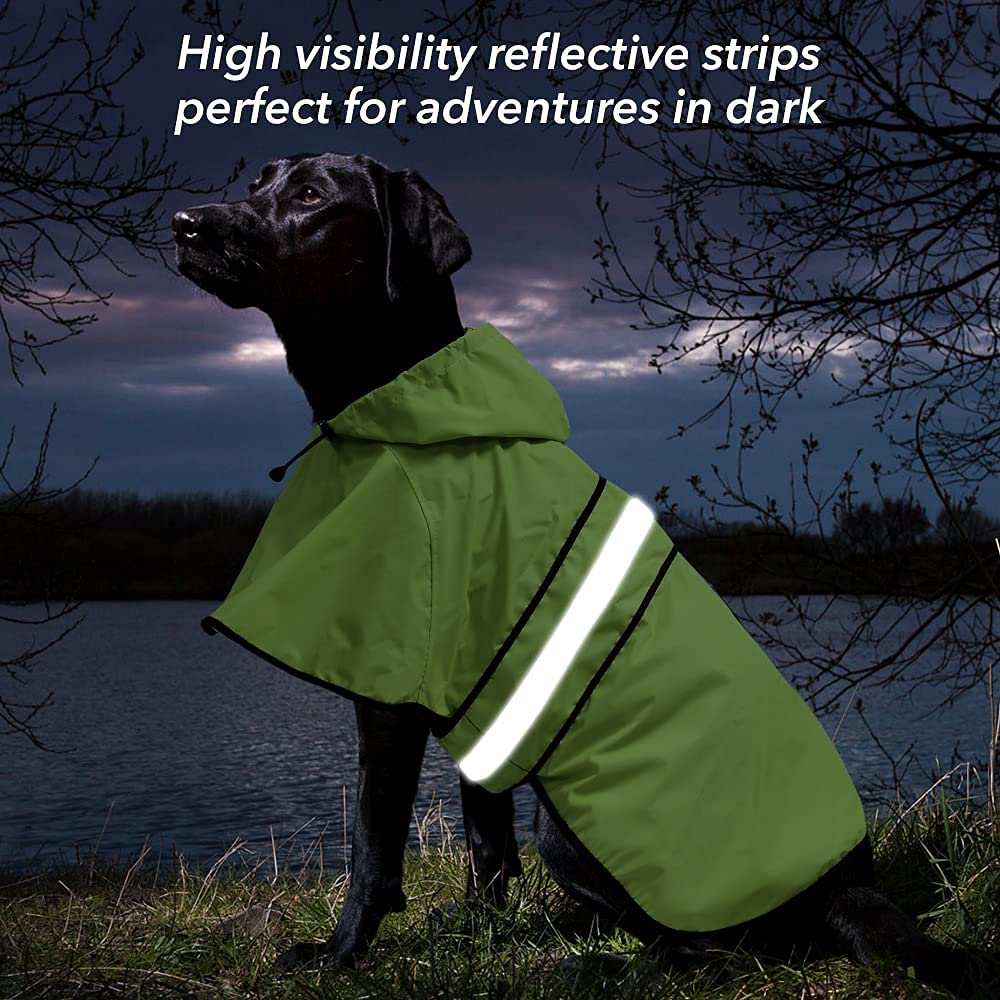 Ezierfy Waterproof Dog Raincoat, Reflective Hooded Dog Rain Jacket with Leash Hole - Image 4