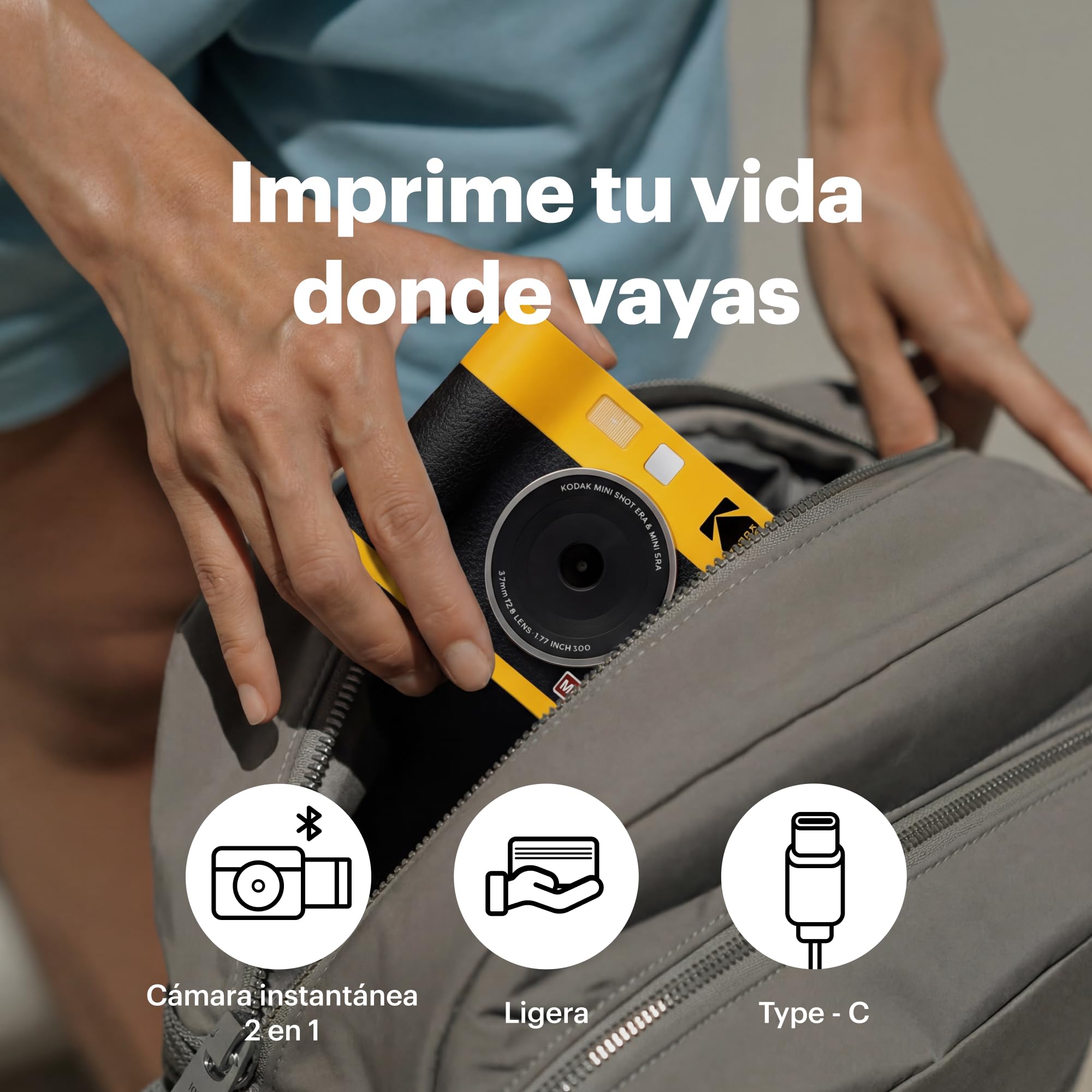 KODAK Mini Shot 3 ERA 4PASS 2-en-1 Cámara Instantánea e Impresora de Fotos (7,6x7,6cm) (Cámara + Pack con 68 Hojas (8 Hojas Iniciales + 60 Hojas), Negro)
