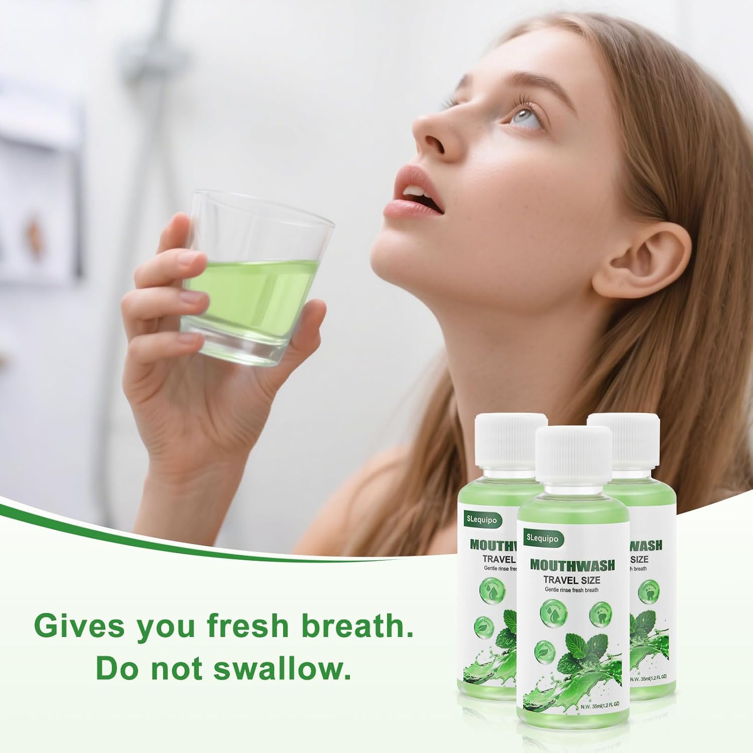 Travel Size Mouthwash Bulk Mini Fresh Mint Portable Mouthwash Individual Bottles 35ml/1.2fl oz for Travel Toiletry Kits (100) - Image 3