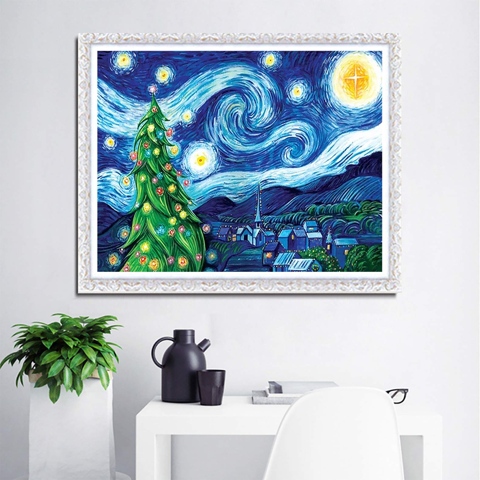 Kit Pittura A Mosaico 5D Con Diamanti - Vassoio In Legno Con Manico 20x30 Cm - Fai Da Te Per Adulti E Bambini - Regalo Creativo