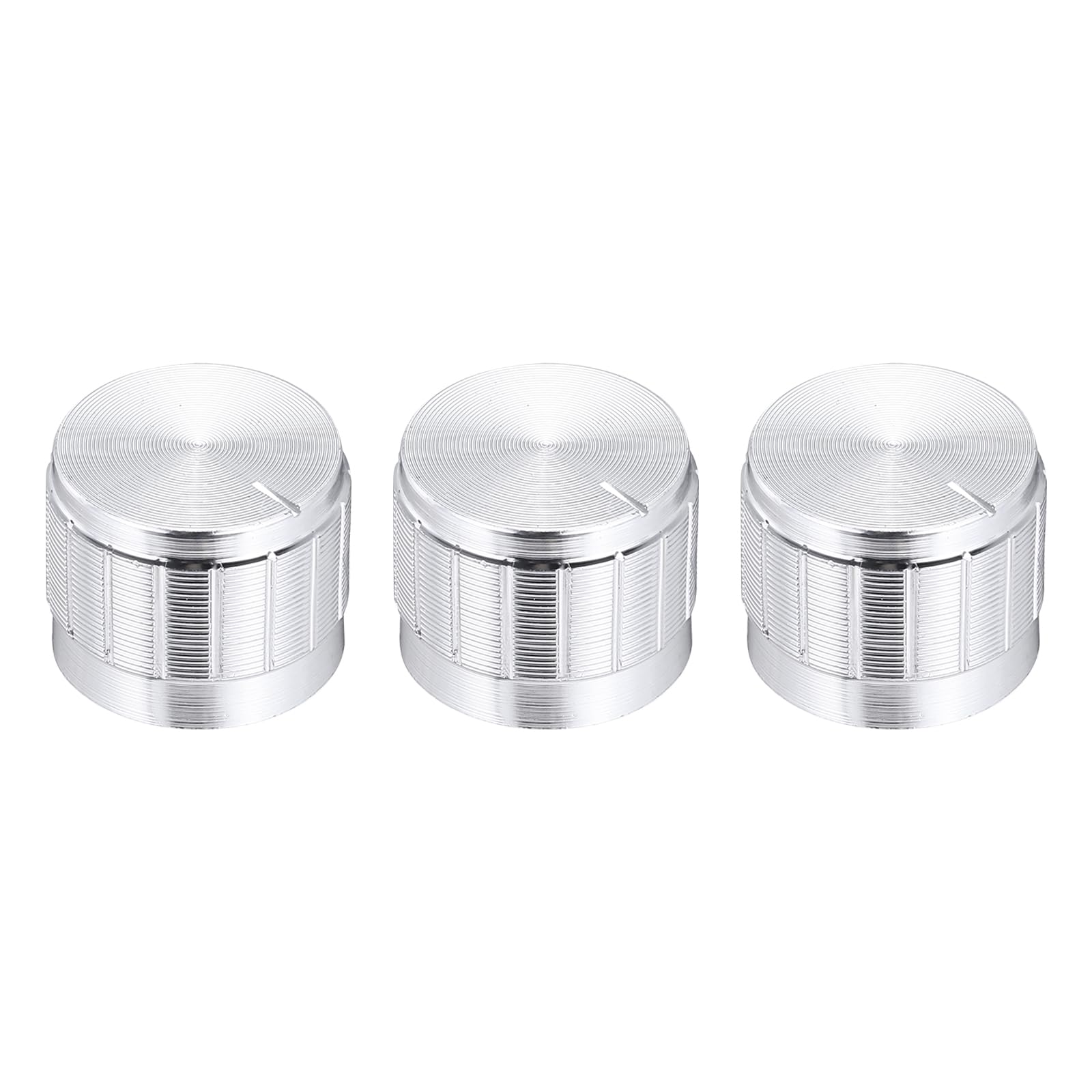 uxcell 3pcs Potentiometer Knob Knurled Shaft Silver Aluminum 6mm Shaft Dia. Rotary Knob 21mmx17mm Guitar Volume Control Knob