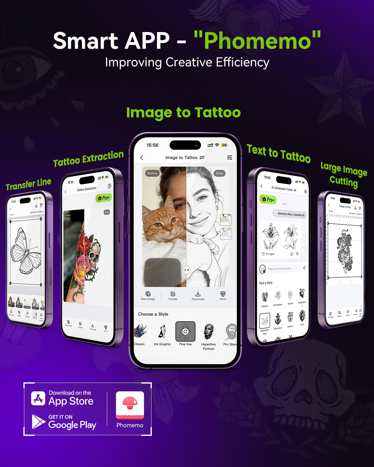 Phomemo M08F Plus Tattoo Stencil Drucker Touchscreen Thermodrucker Tattoo Bluetooth Professioneller Schablone Drucker Kopierer mit 10pcs Premium Transferpapier