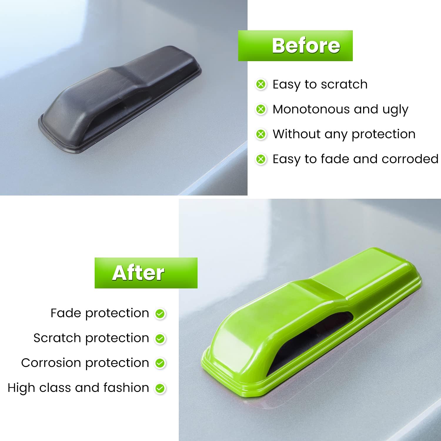 Engine Hood Hinge Cover Trim Exterior Accessories Decoration for 2018-2025 Jeep Wrangler JL JLU Sports Sahara Freedom Rubicon Unlimited Gladiator JT 2-Door & 4-Door (Green 2PCS)