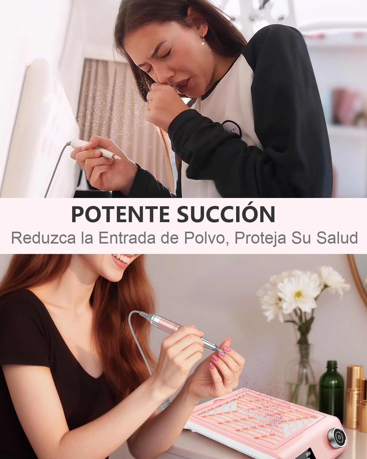 Aspiradora de Uñas Recargable, Aspirador para Uñas Profesional sin Cable, con Filtro Reutilizable y Cepillo, Colector de Polvo de Uñas, Extractor de Polvo para Uñas, Máquina de Succión con Ventilador