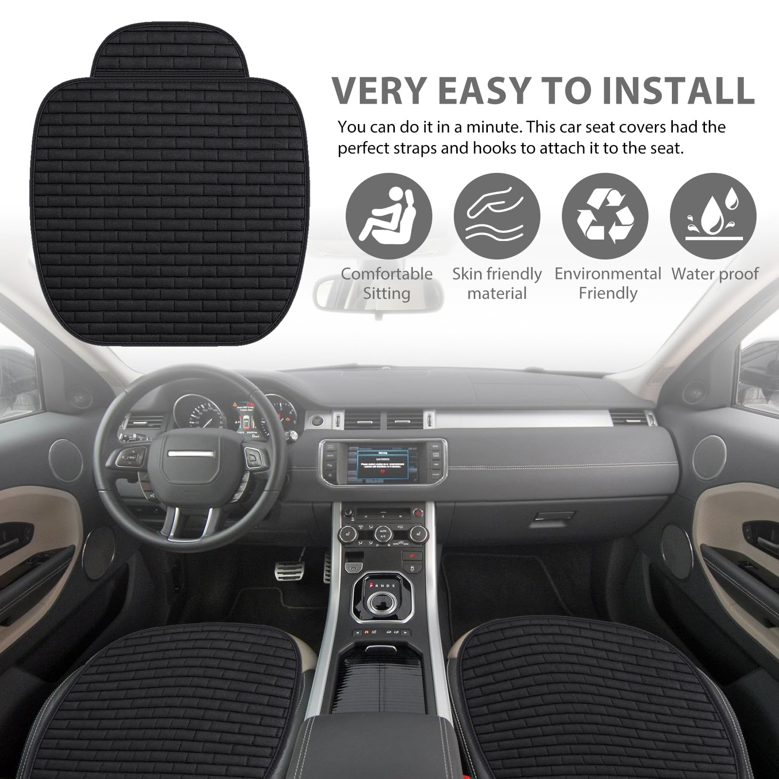Cojines Para Asientos De Coche - 2 Piezas Universales, Tamaño 49x60 Cm, Material De Lino Transpirable, Color Negro