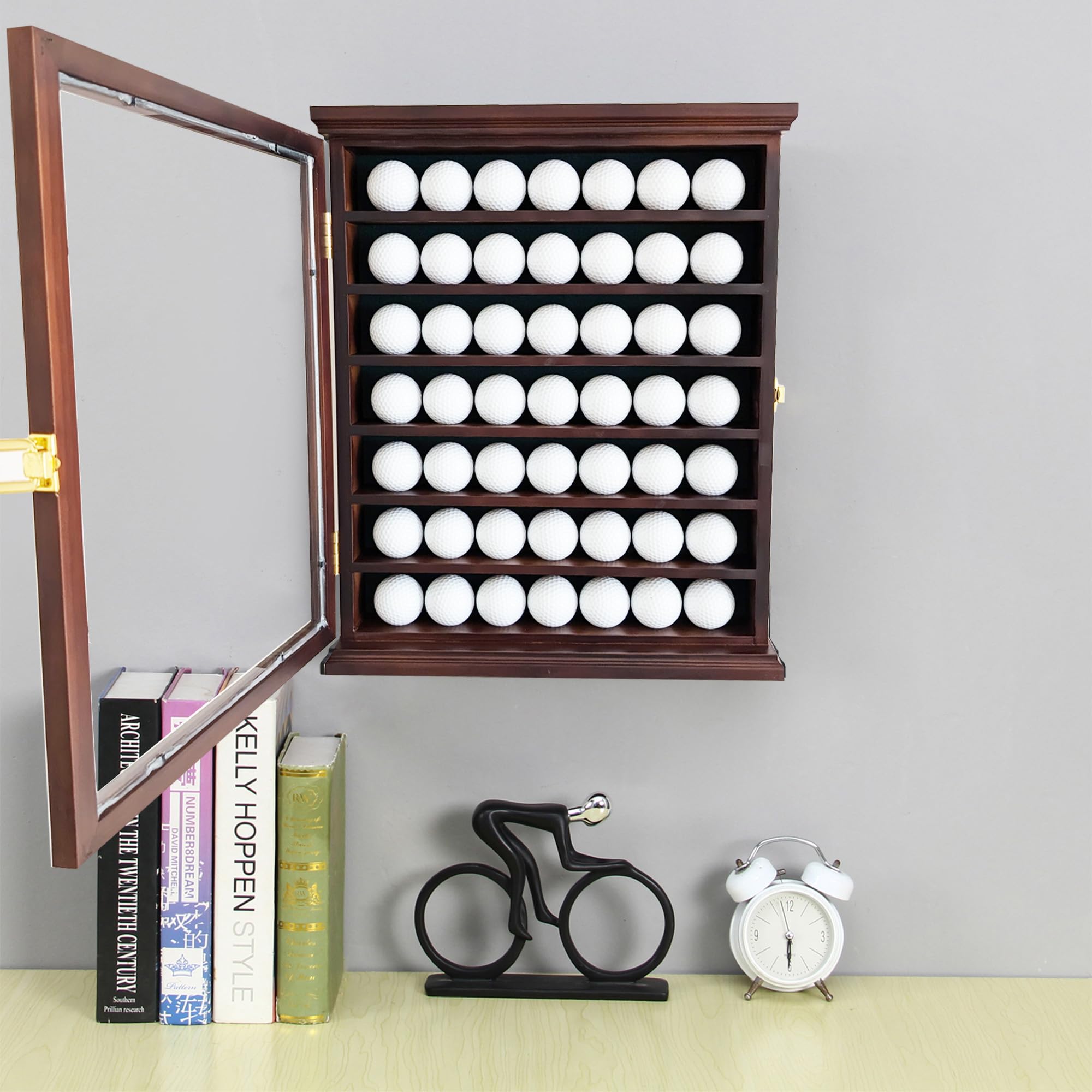 ARRRAWIS - Vitrina de pelotas de golf de alta calidad, agujero montado en la pared en un soporte para pelotas de golf, ideal para entusiastas del golf, espaciosa, segura, artesanía excepcional, color