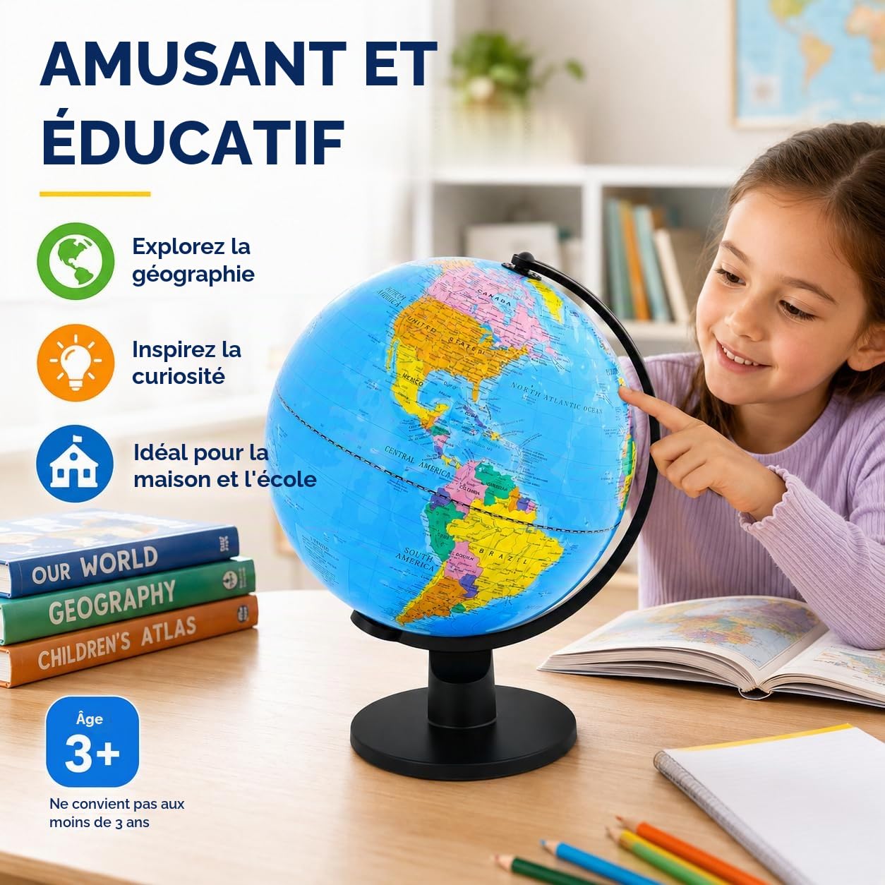 30cm Globe Terrestre - Carte en Anglais