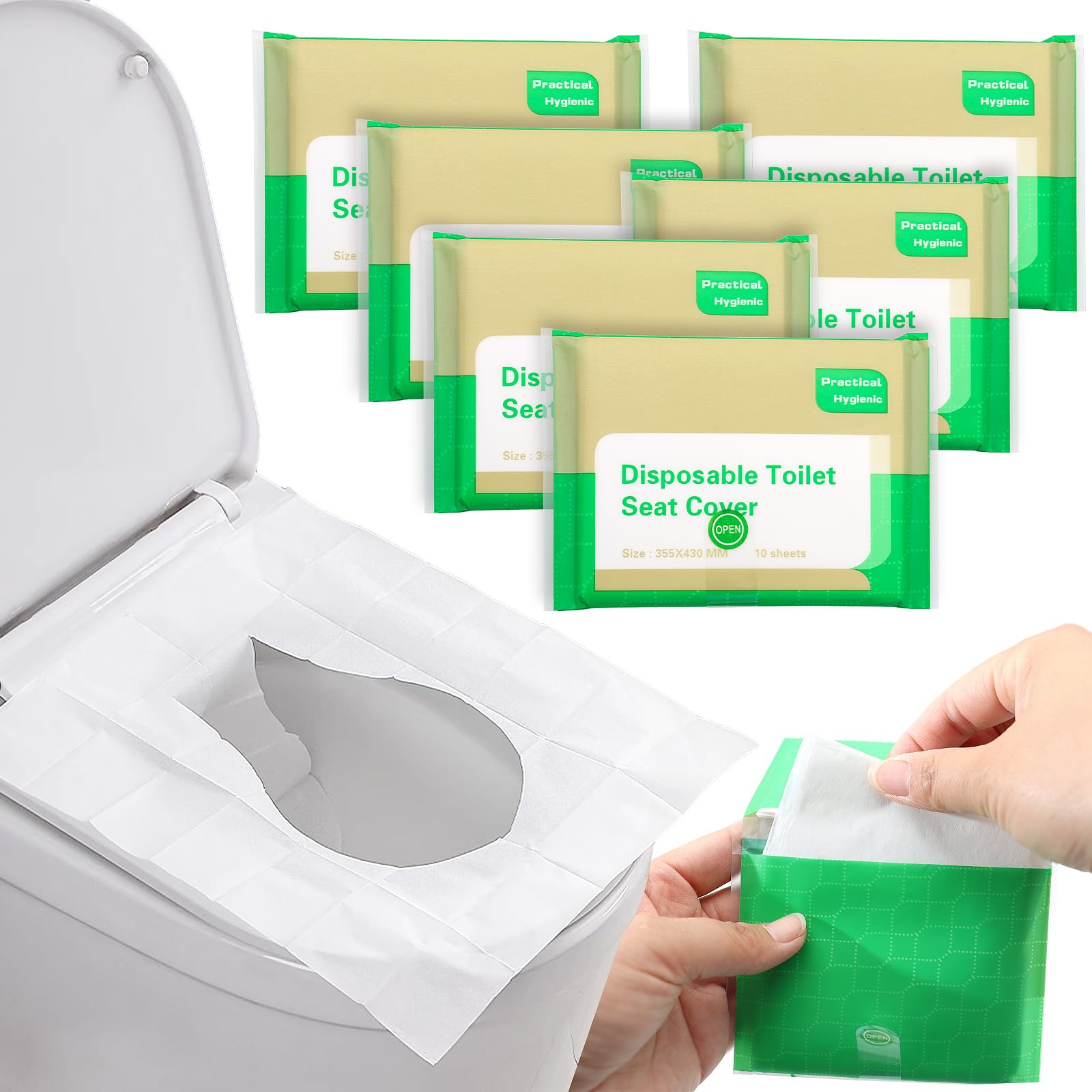 Produktbild von 60 Einweg-Toilettenauflagen – Einzeln Verpackt, Spülbar, Hygienisch Für Reise & Hotel – WC-Sitzpads Für öffentliche Toiletten