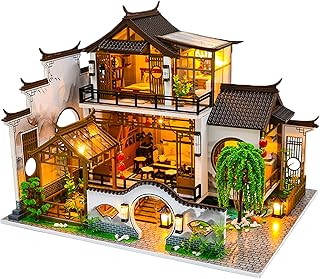 Spilay 1/24 ミニチュア ドールハウス 手作りキット セット 初心者向けバンドLEDライト、防塵カバー、オルゴール-誕生日、休日、クリスマスプレゼン 14歳以上対象(畤的な魅力)PC2314