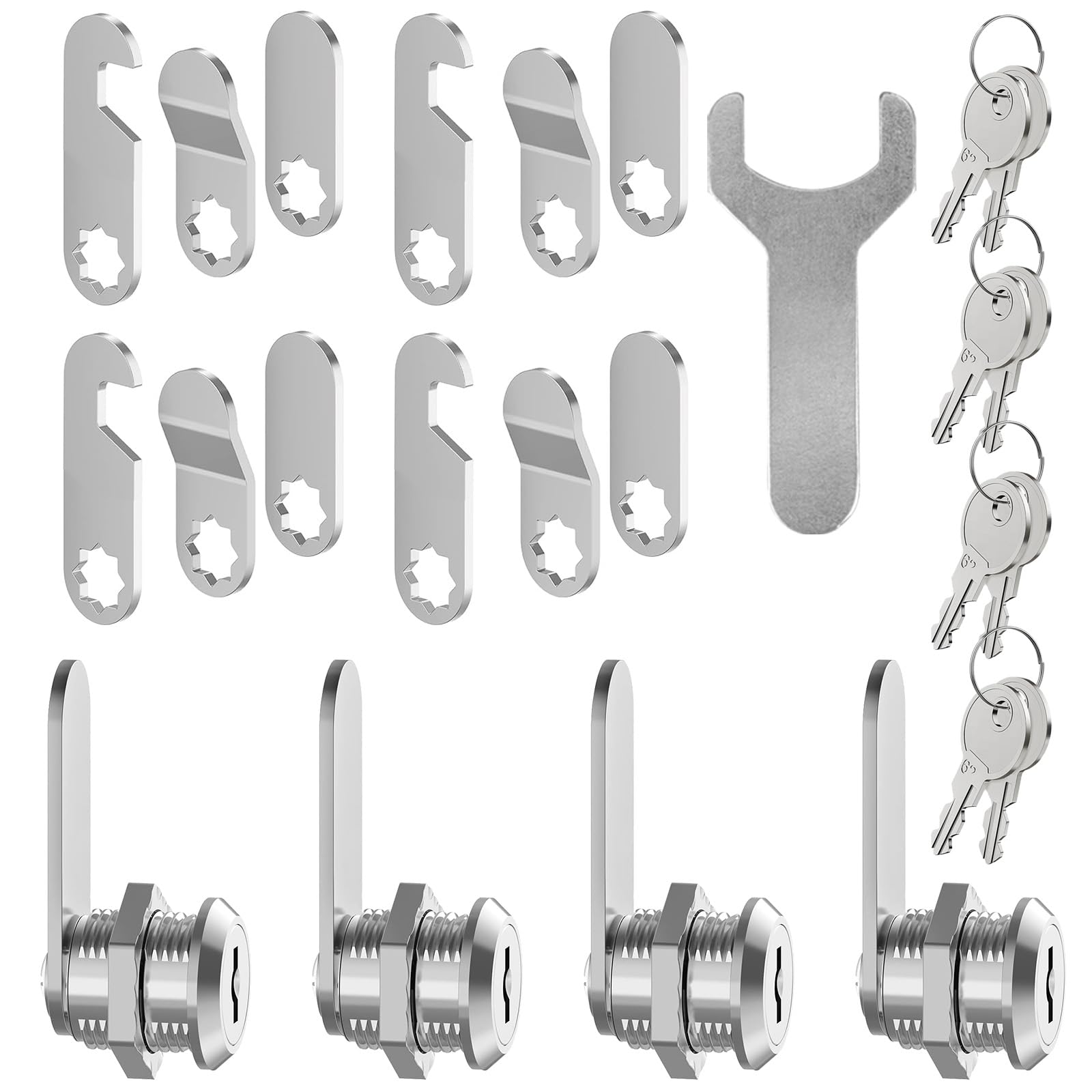 FOGAWA 4 juegos de Cerradura de buzón 20mm con 8 llaves y 16 placas de bloqueo diferentes Cerradura de Seguridad de Metal Cerradura de Levas cerradura de taquilla para Puerta Armario Buzón Archivos