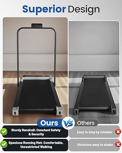 Miniatura 7 de Caminadora con barra de mango e inclinación ajustable, cintas de correr portátiles compactas para oficina en casa, 2.5 HP silenciosas