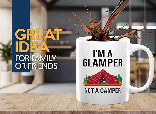 Miniatura 2 de Glamper - Taza de café de 11 onzas, color blanco, Glamper Not a Camper, Glamper Rv, tienda de campaña, regalo para acampar con estilo para amantes