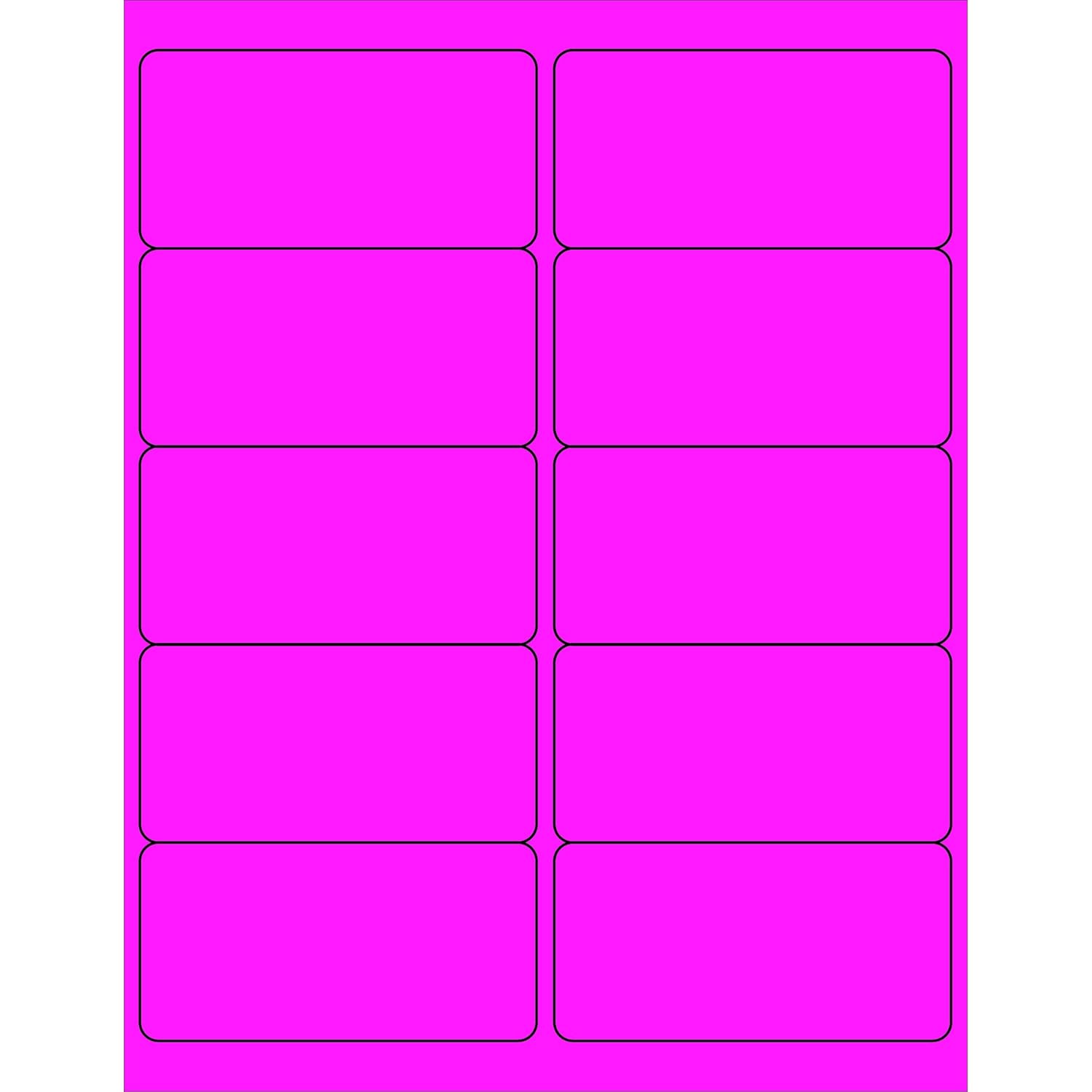 Tape Logic Aviditi 4" x 2" Fluorescent Pink Shipping Address Labels, for Laser & Inkjet Printers, Permanent Adhesive, 8 1/2" x 11" Sheet, 10 Labels Per Sheet, 100 Sheets