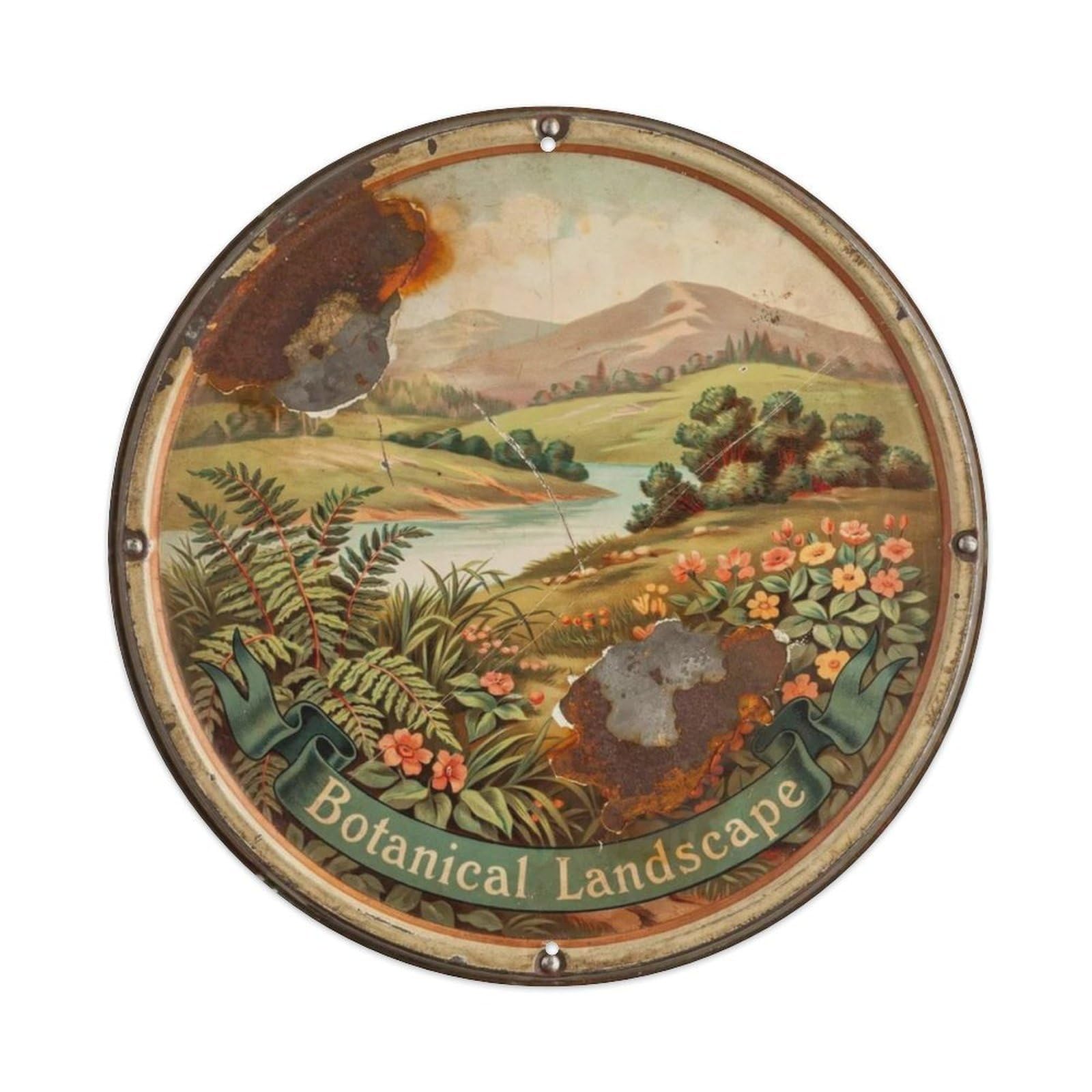Botanical Landscape Style Metal Tin Sign Plaque