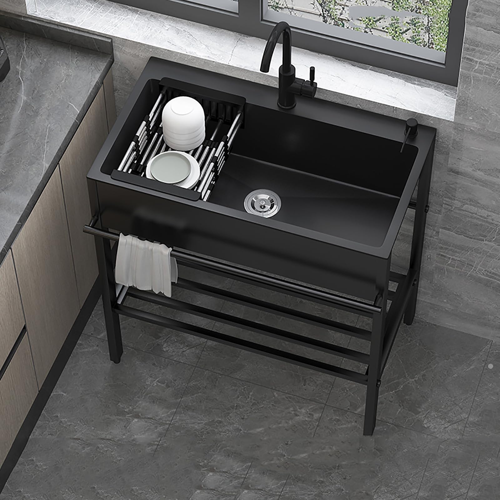 WDSOPK Commercial Freestanding Stainless Steel Utility Sink for Kitchen Restaurant and Outdoor Use