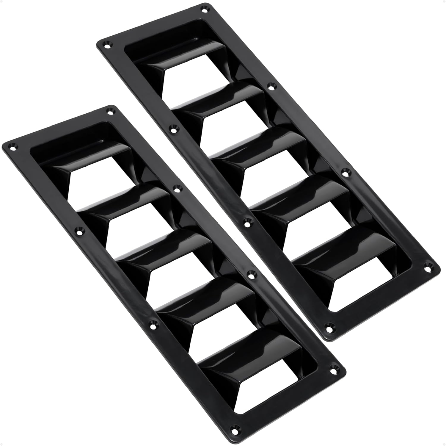 Five Oceans 5-Slotted Louvered Ventilators, 13-1/4-Inch x 4-3/4-Inch, Black ABS Plastic, 2 Pack - FO105-M2