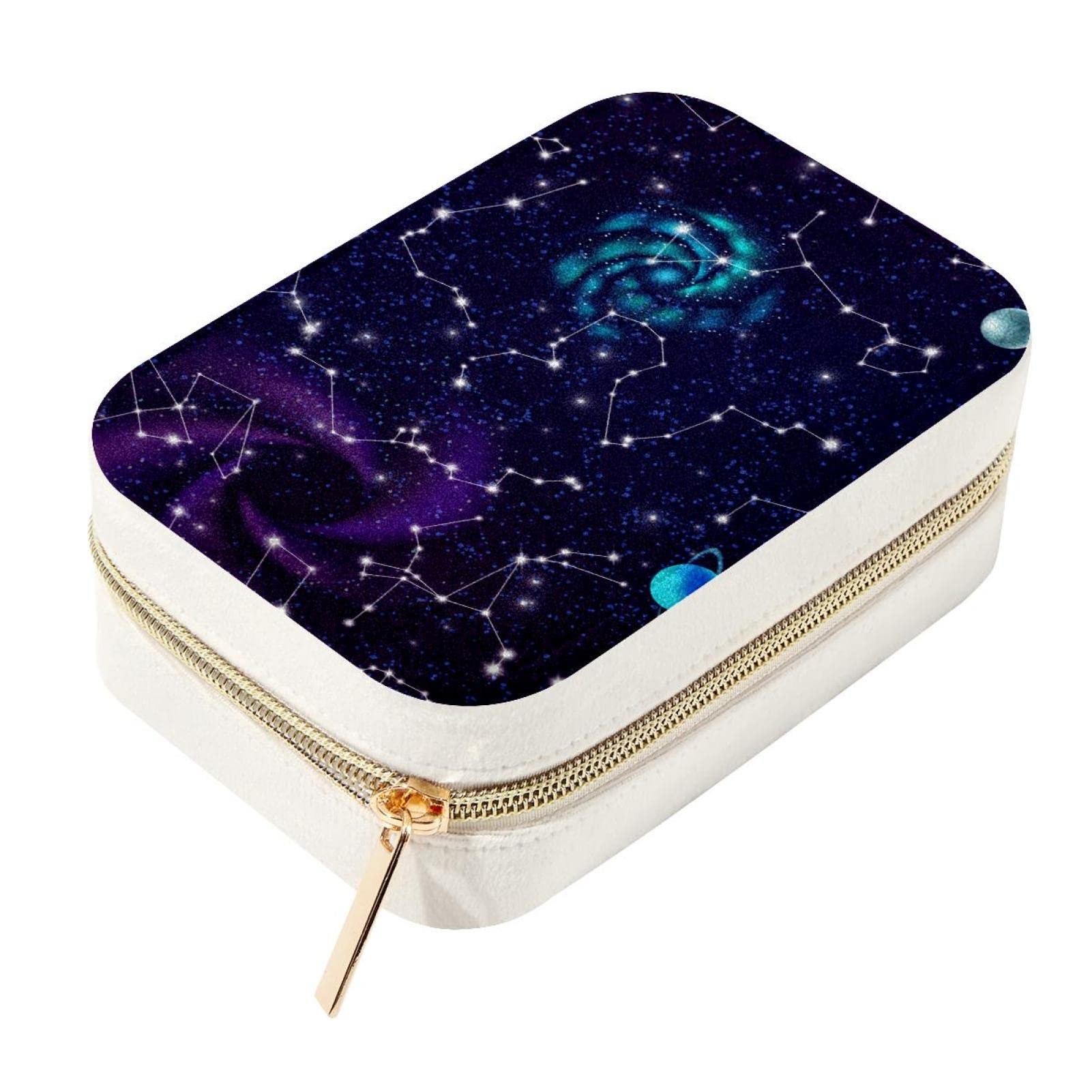 Bolso de joyería con cremallera de metal Night Sky, estuche de terciopelo para viaje