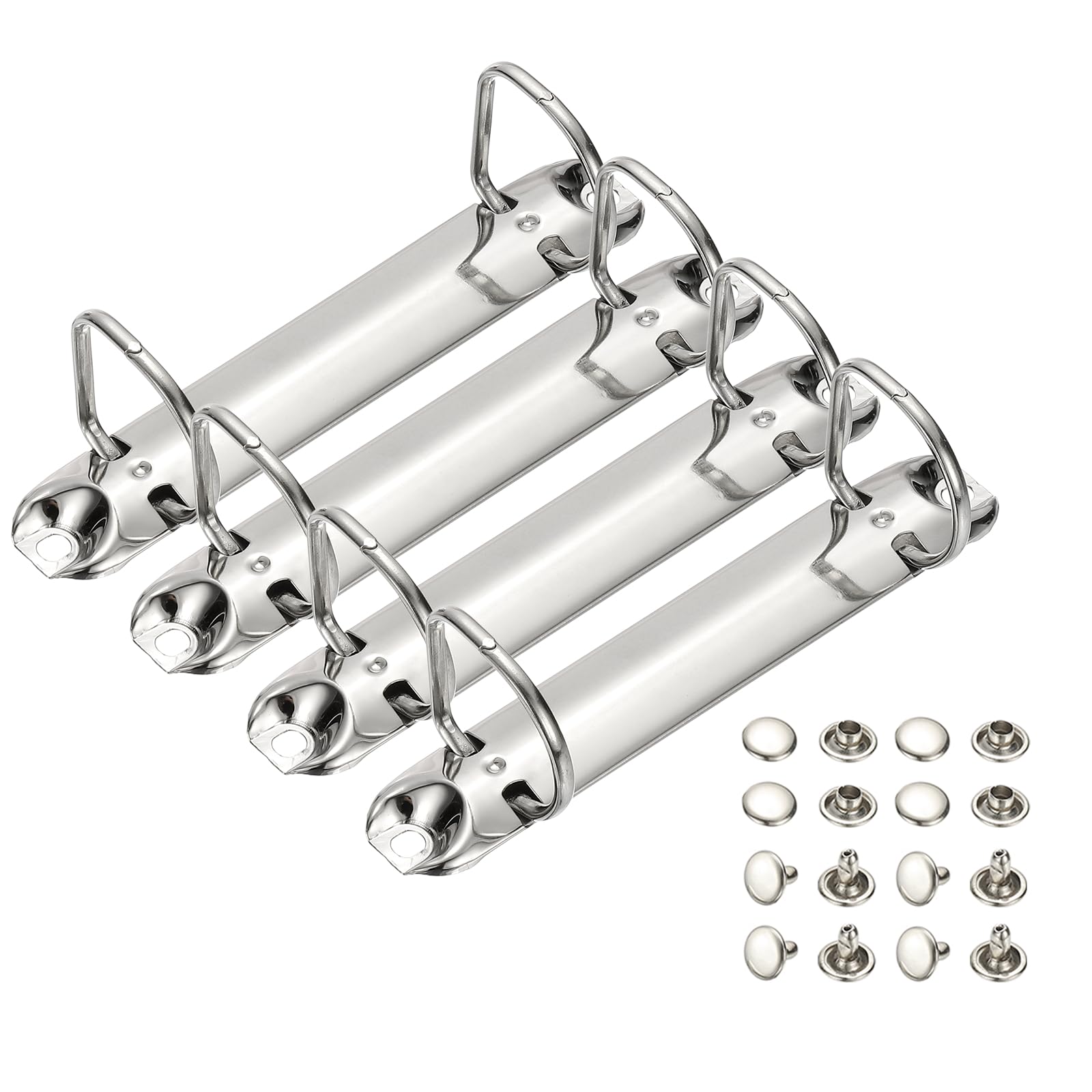 PATIKIL B7 2 Hole Ring Binder Mechanisms, 4 Set 0.8" D Ring Replacement Binder Planner Loose Leaf Binding Spines for Organizers DIY Fill Paper Storage Folder Accessories, 25mm Silver Tone