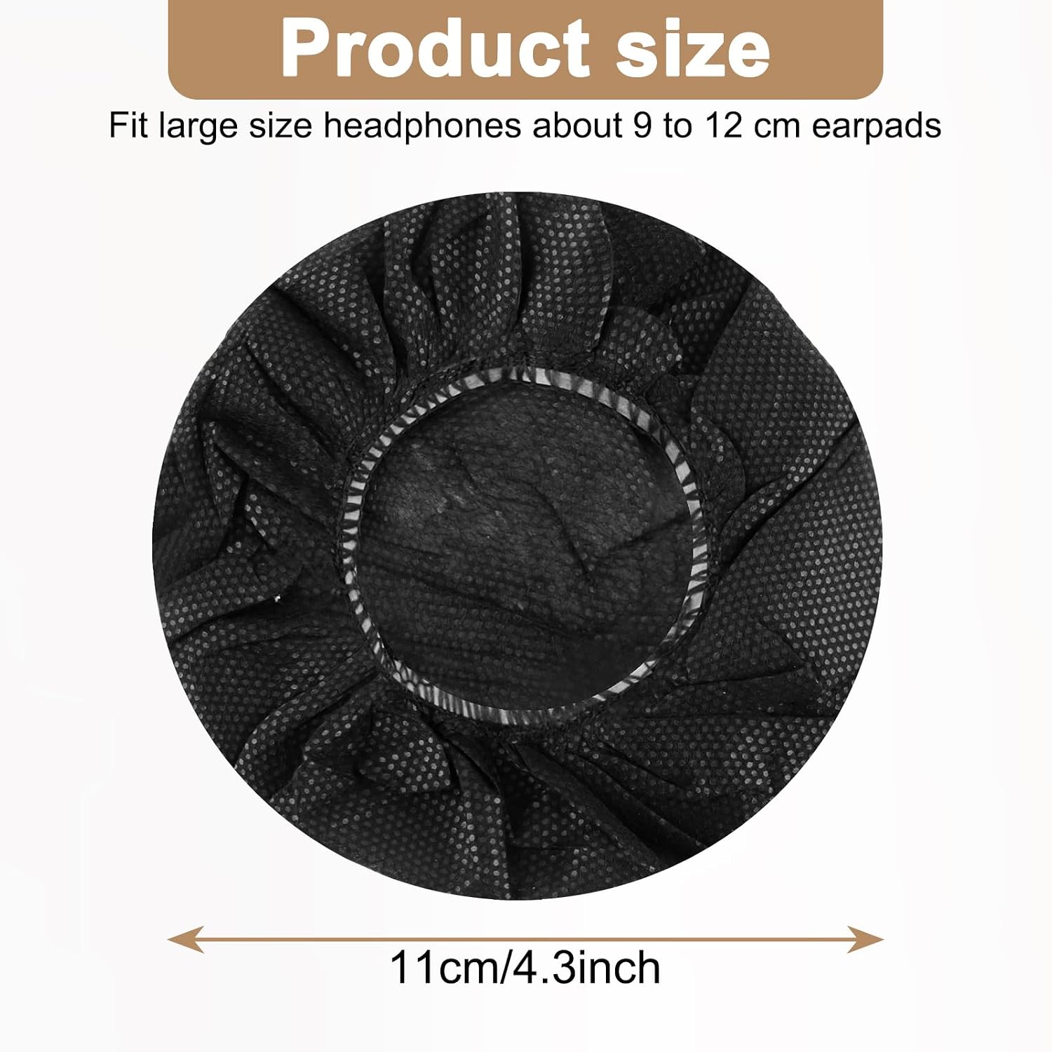 Tvoip 100Pcs Black Non-Woven Sanitary Headphone Ear Cover, Disposable Super Stretch Covers Washable, for Most On Ear Headphones Earpads (11 cm/ 4.33 Inch) image 5
