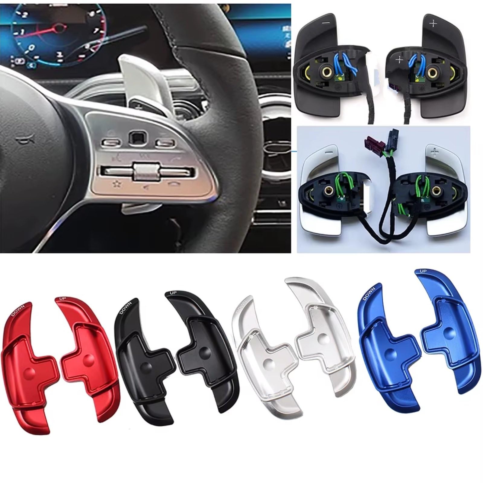 Paletta Cambio al Volante Compatibile Con Benz S Per Coupe GLE 580 2016-2022 SL R231 SLC R172 2017-2020 Estensioni Paddle Cambio Dispositivo Estensione Paddle Volante Auto(Silver)