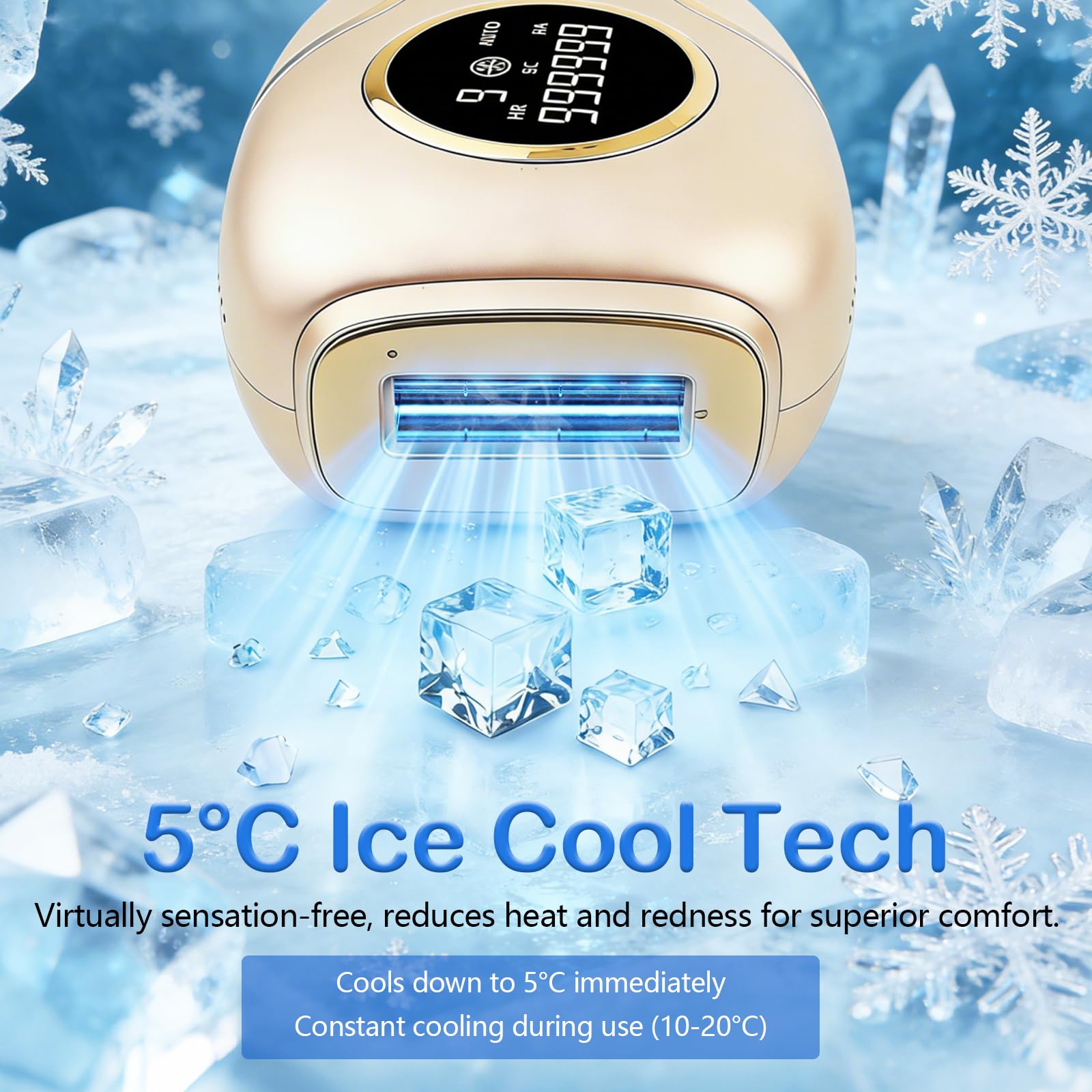 15J IPL Geräte Haarentfernung mit 5℃ Eiskühlsystem, 1 Mio. Lichtimpulse, 9 Energiestufen, Schmerzfreie Dauerhafte Haarentfernung für Frauen & Männer, Für Gesicht, Körper, Bikini & Beine