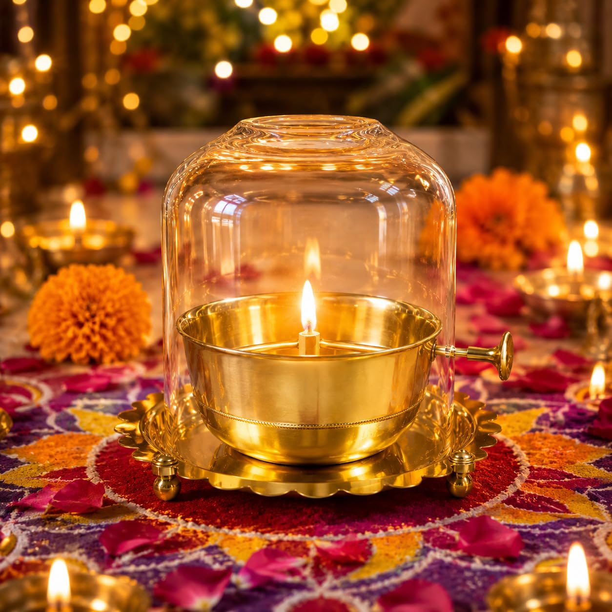 Brass Akhand Jyoth Diya - Diwali Pooja Lamp -4